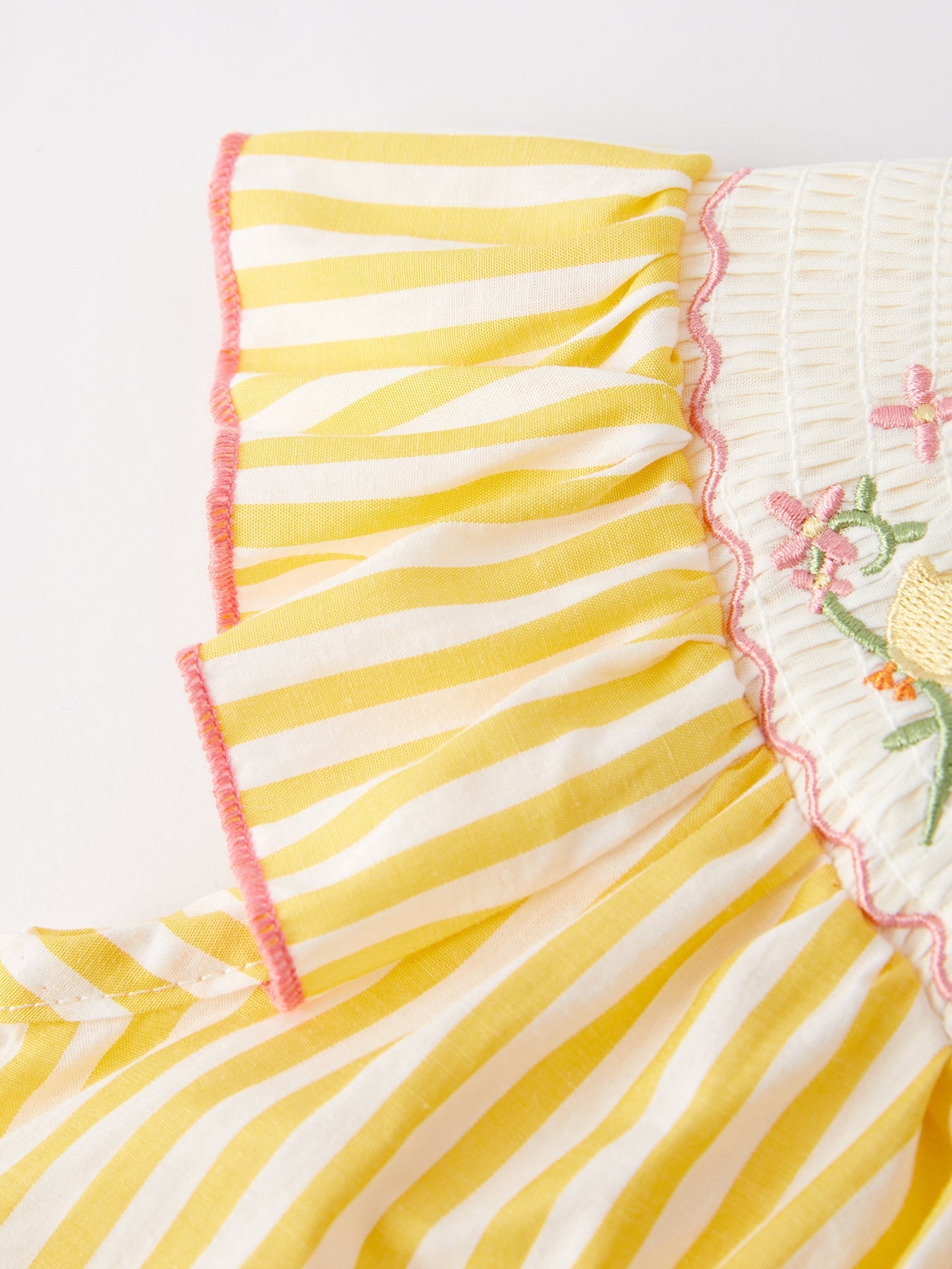 Spring/summer Chick Floral Embroidery Smocking Girls Dress