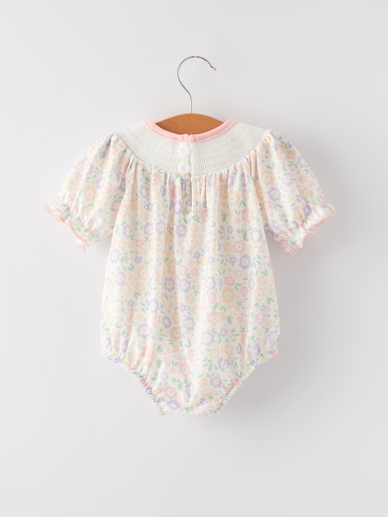 Spring Summer Cross Smocking Embroidery Colorful Romper