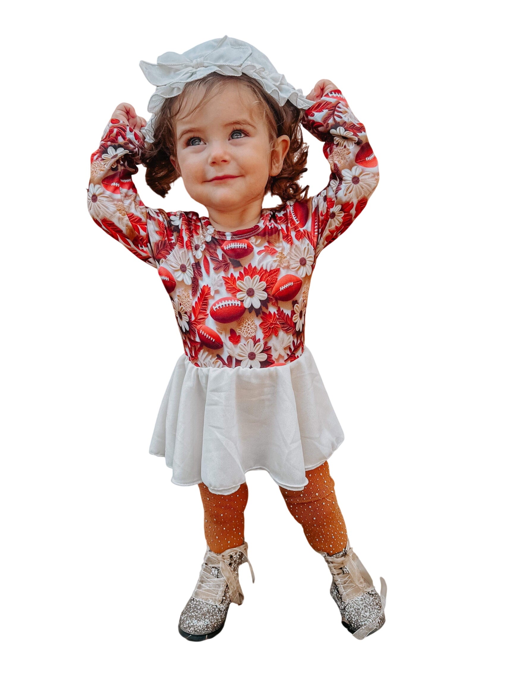 Football Long Sleeve Mesh Skirted Romper