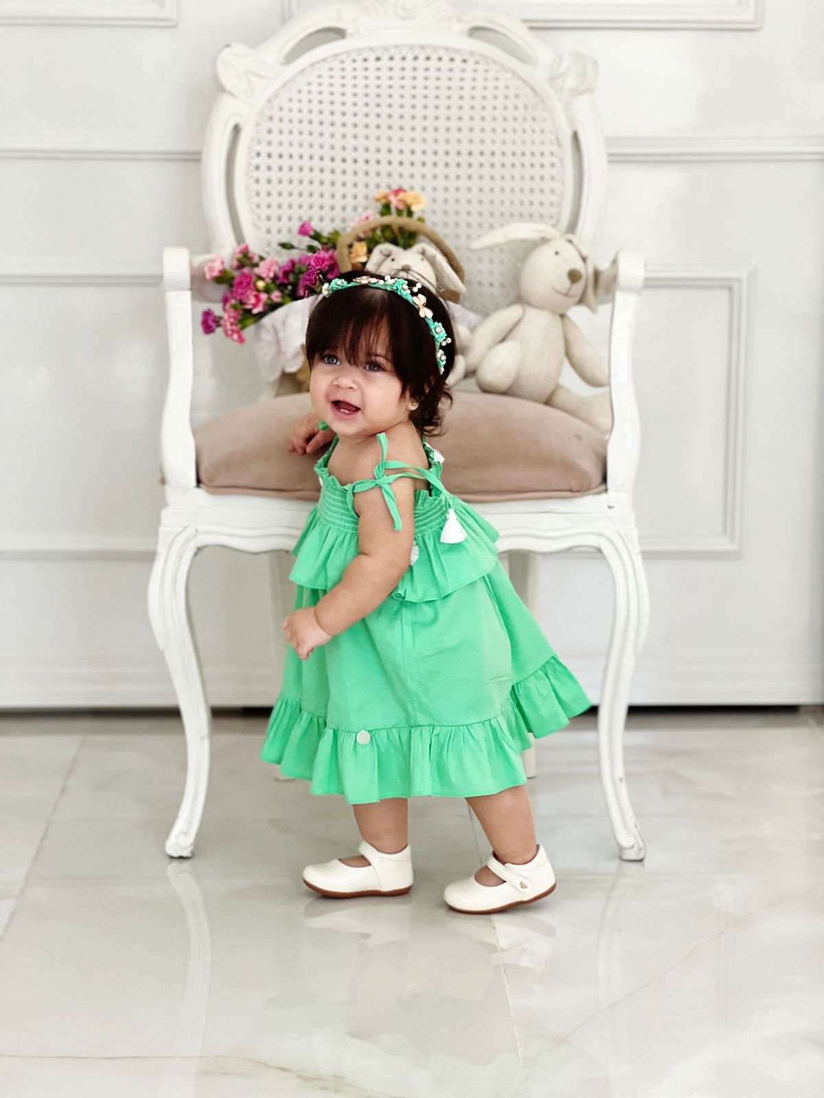 Smocked Kelly Green Dress