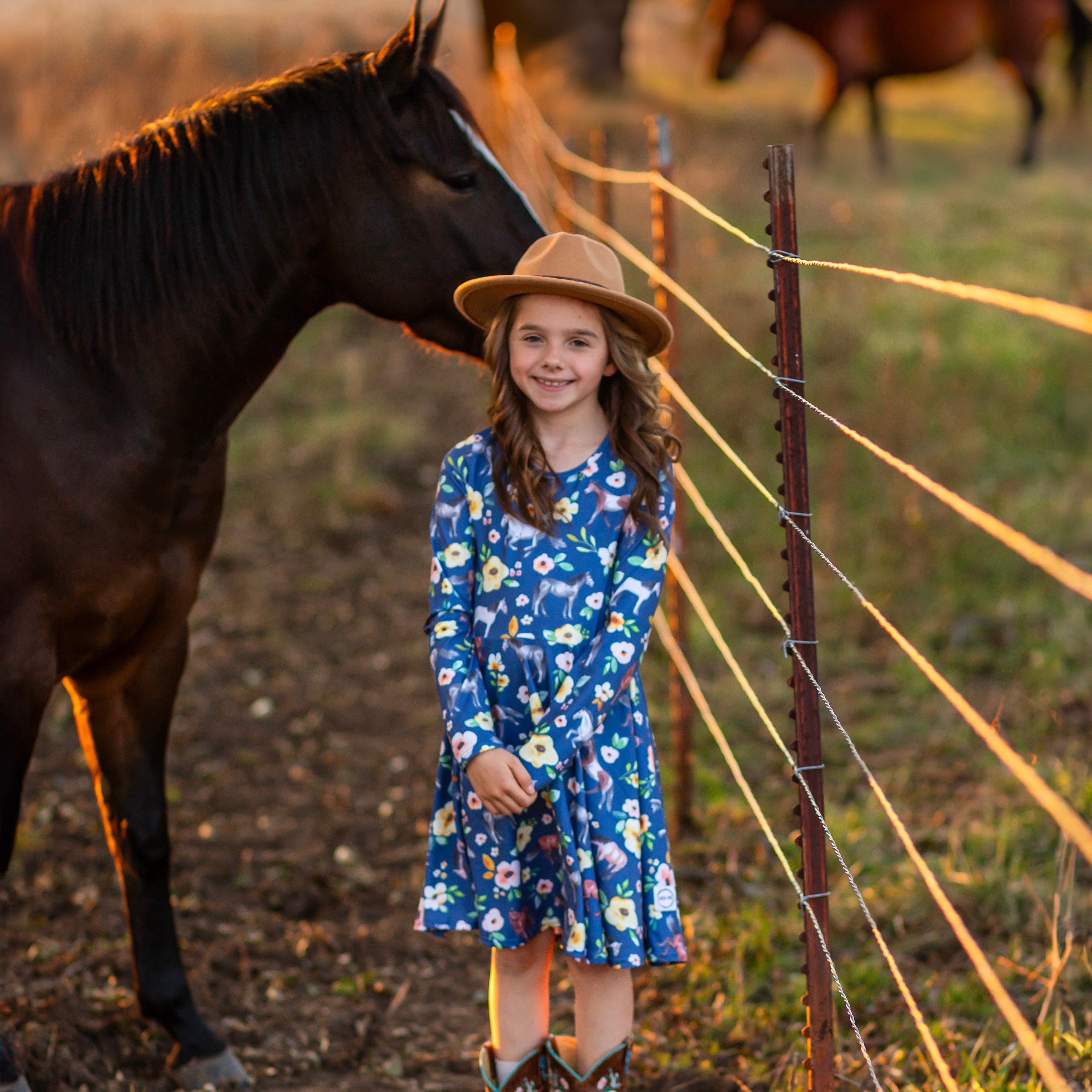 Horse Floral Twirl Dress