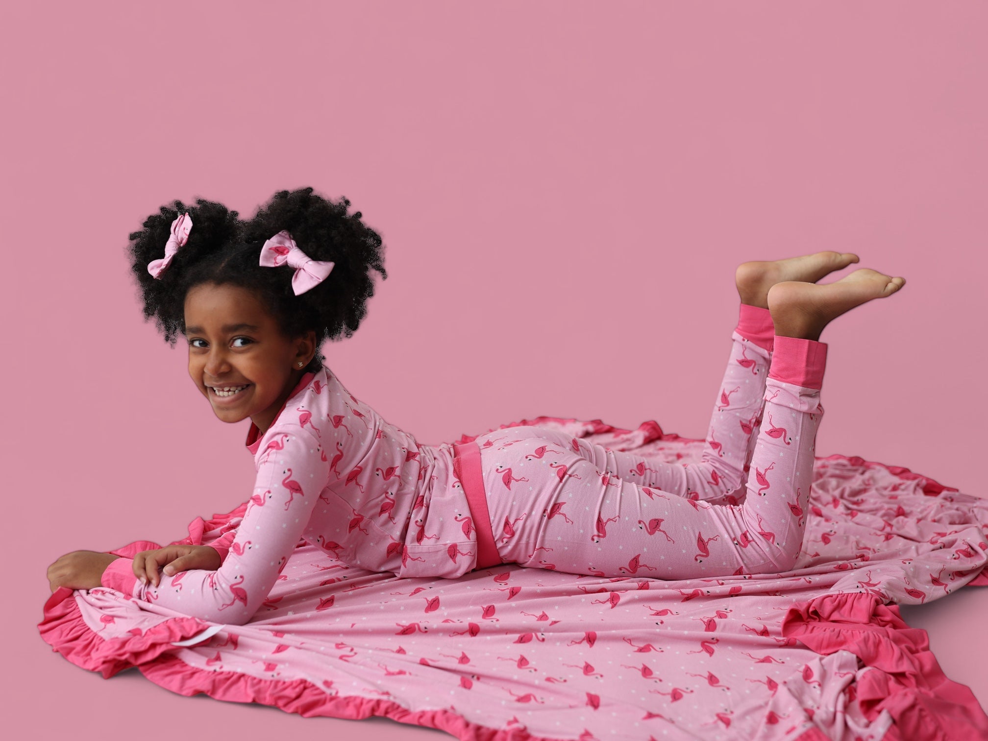 Flocking Flamingos Dream Bow Hair Clips