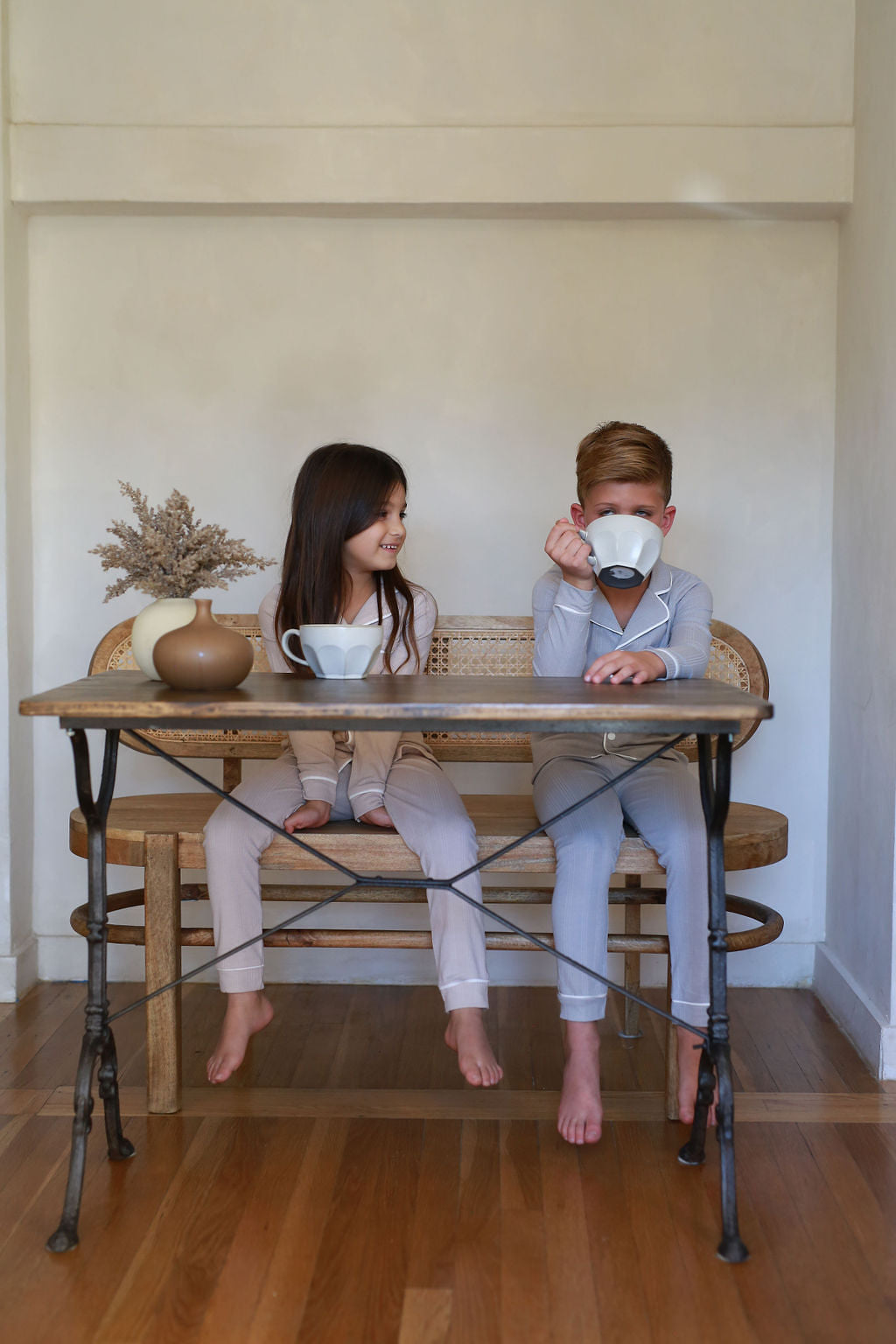 Ribbed Grandpa Pj- Dusty Blue