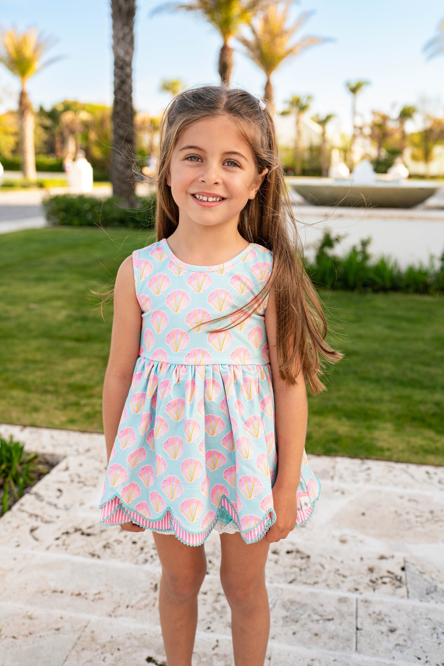 Serene Seashell Scallop Tunic Set