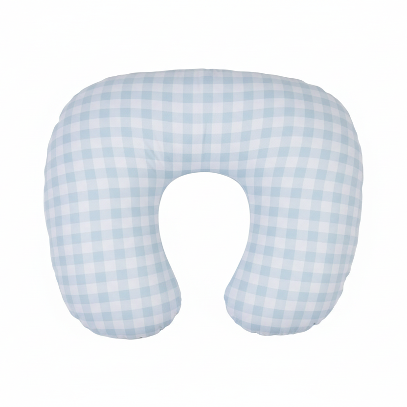 Blue Checkered Ruffle Nursing Pillow Cover