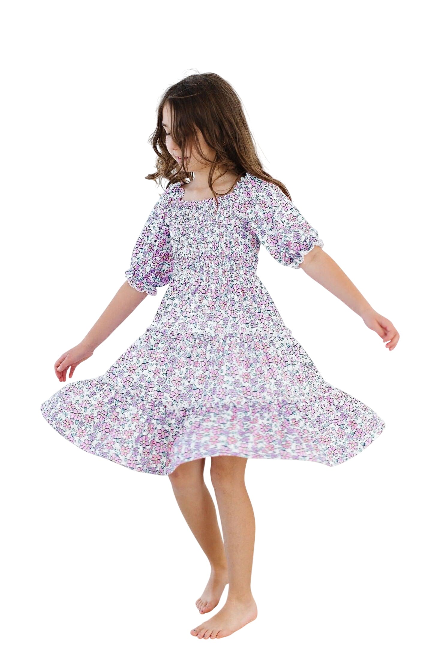 Lovely Lavender Smocked Ruffle Dress