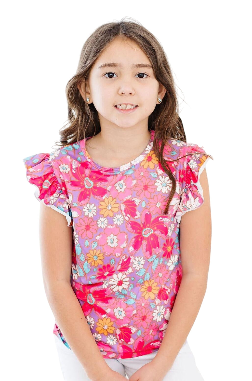 Hawaiian Floral S/s Ruffle Tee