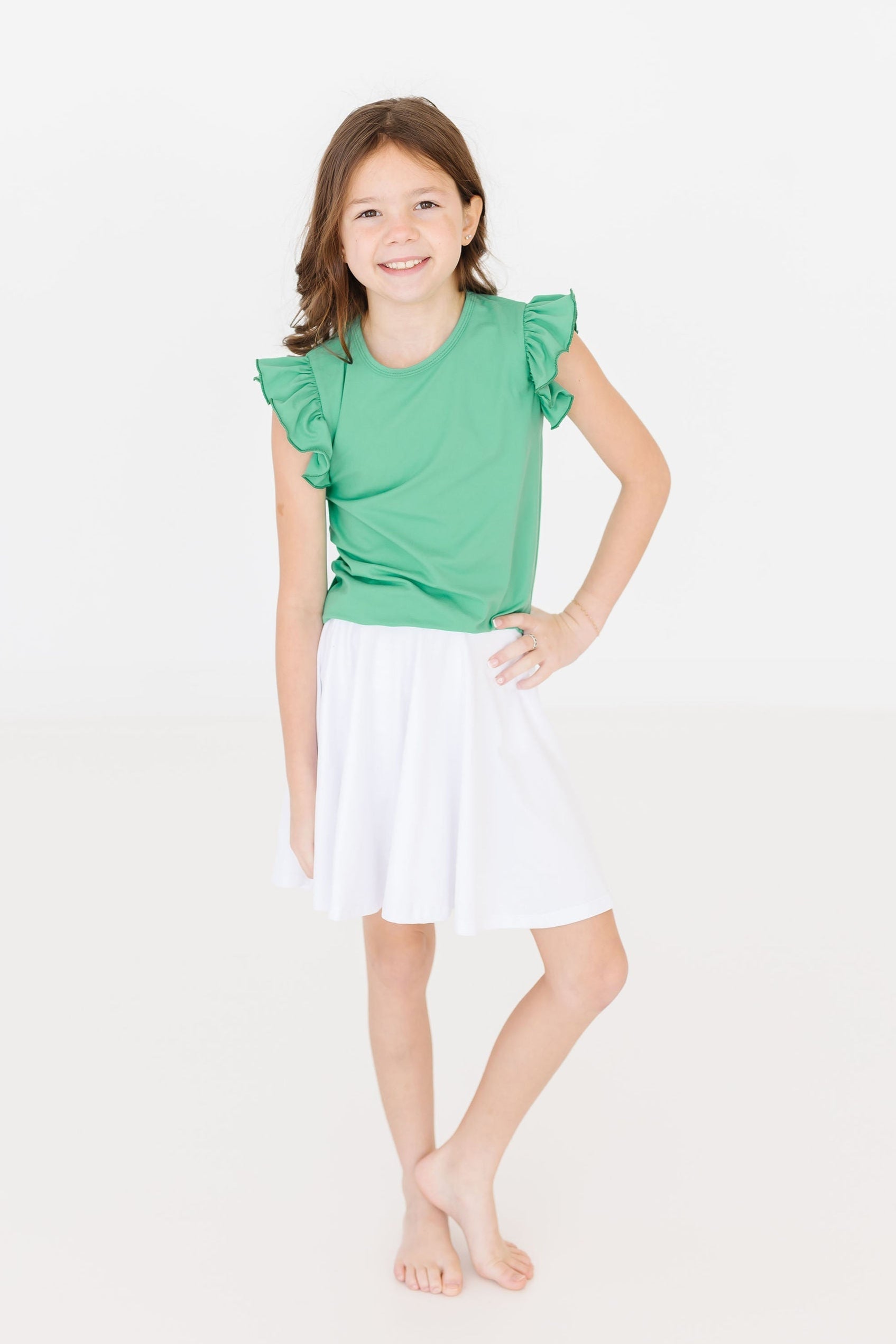 Kelly Green S/s Ruffle Tee