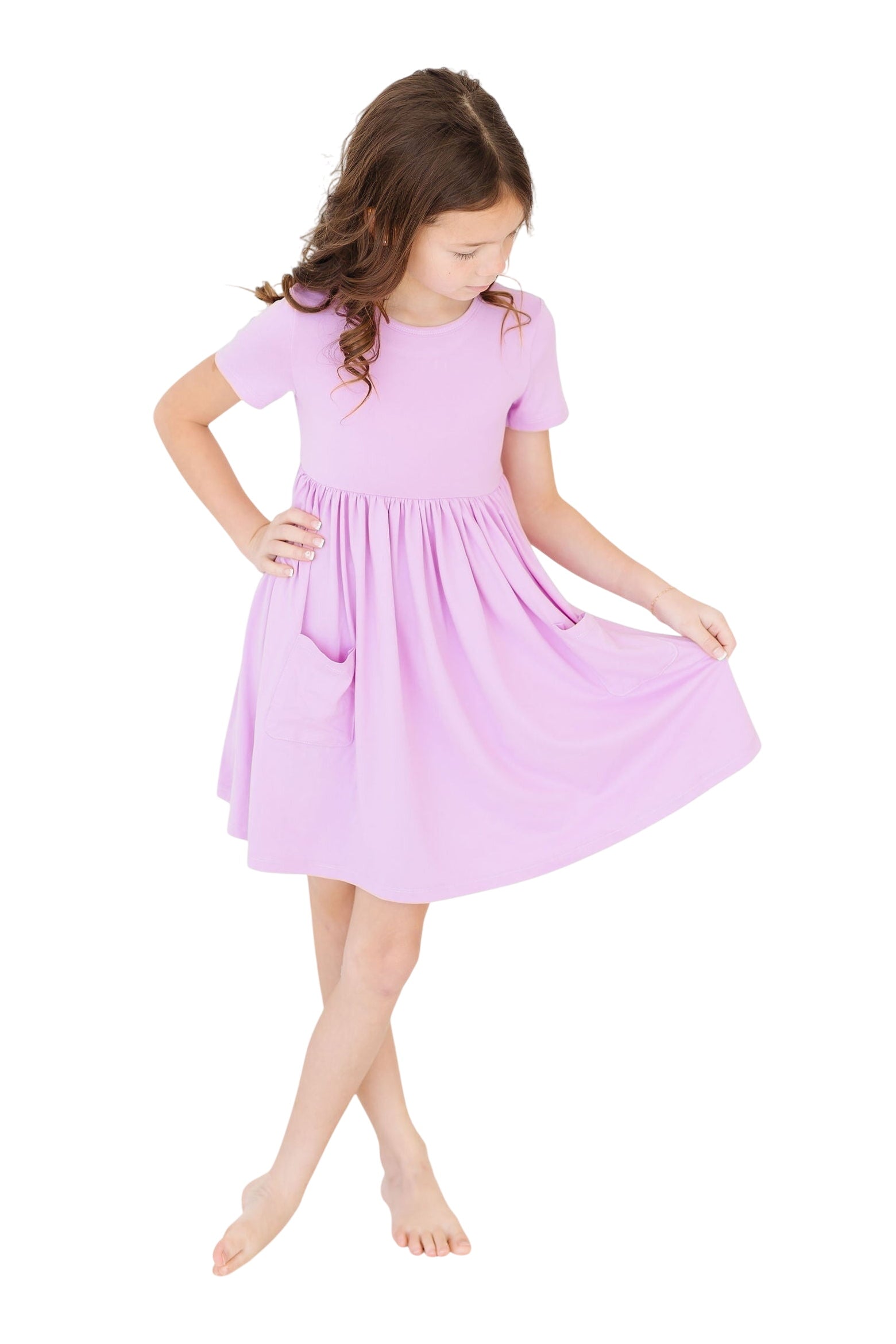 Bright Lilac S/s Pocket Twirl Dress