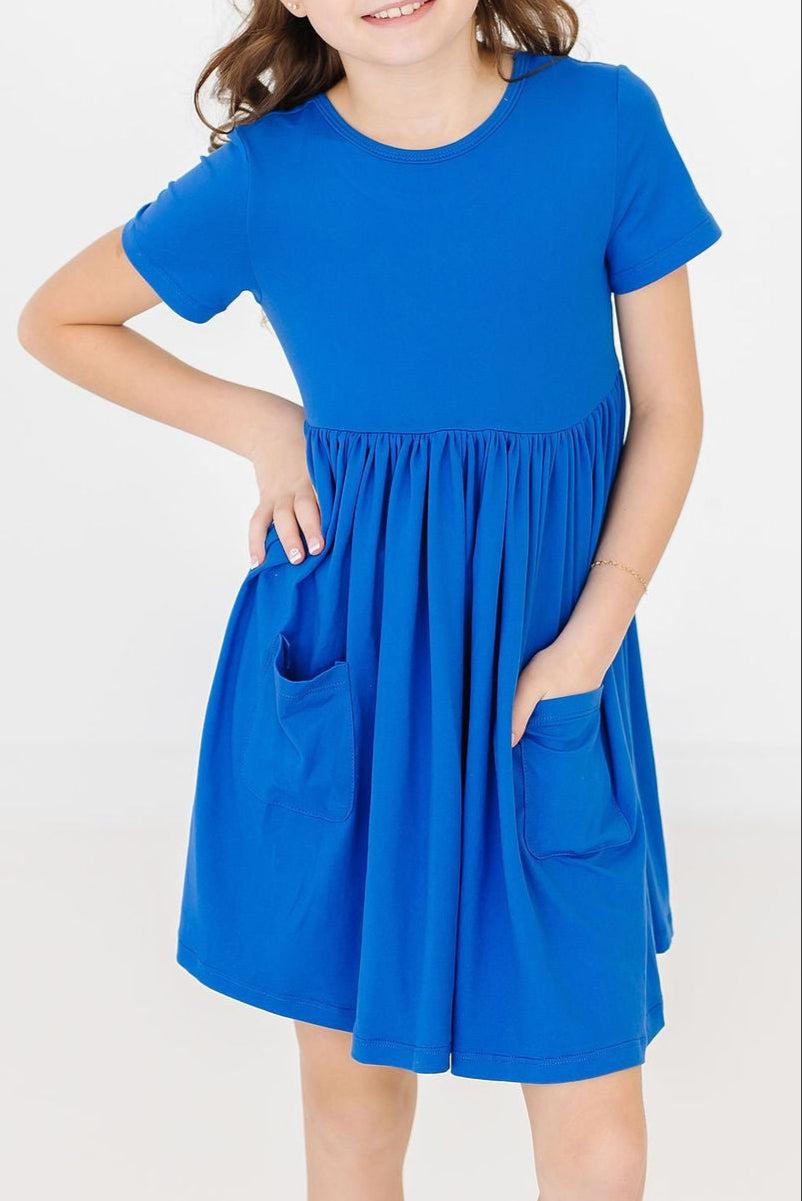 Royal Blue S/s Pocket Twirl Dress