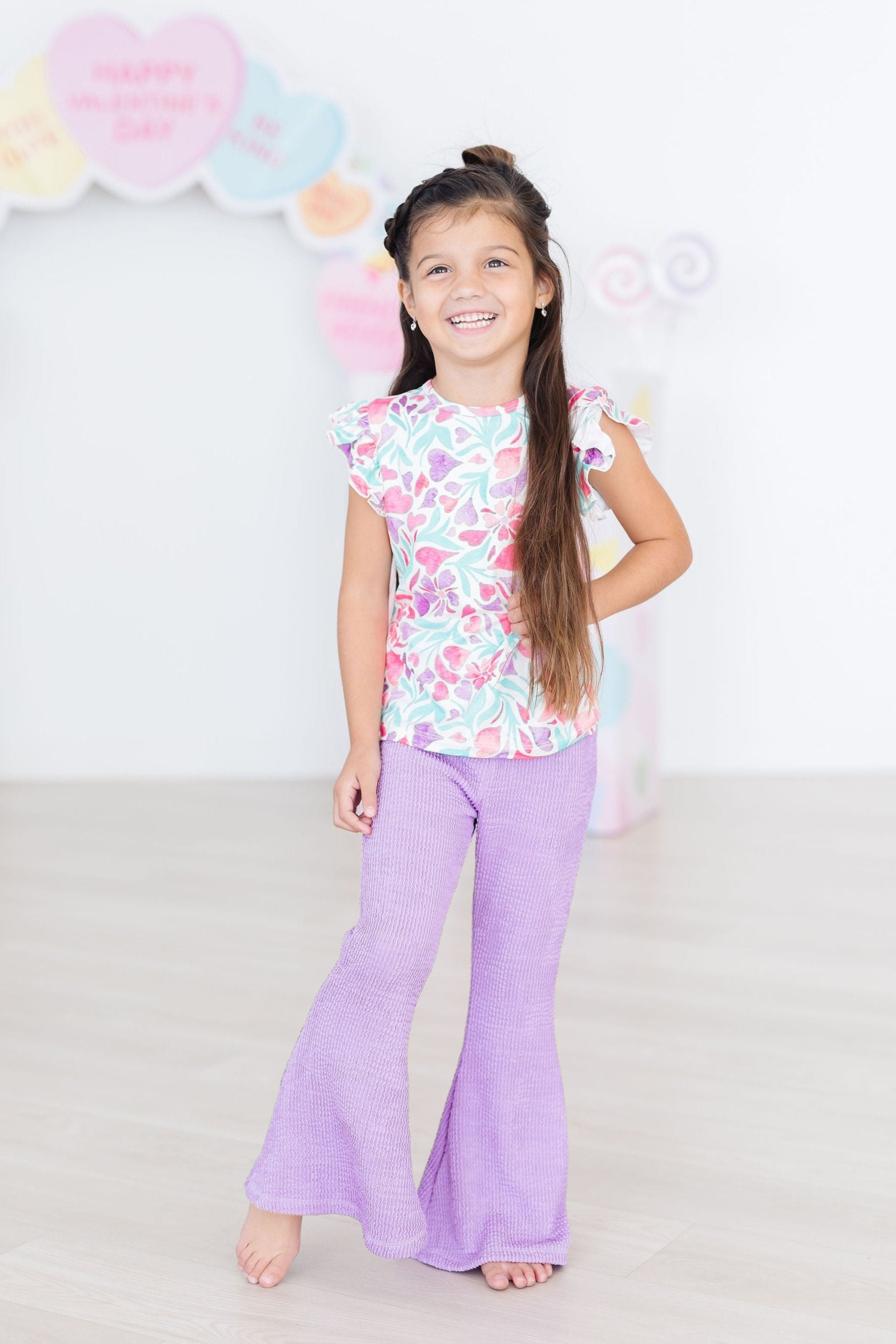 Watercolor Hearts S/s Ruffle Tee