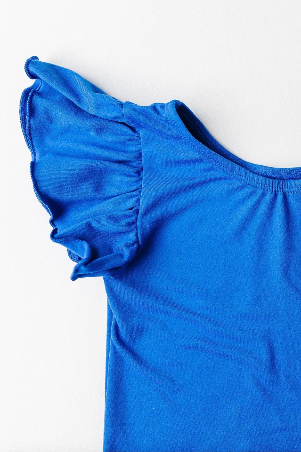 Royal Blue S/s Flutter Sleeve Leotard