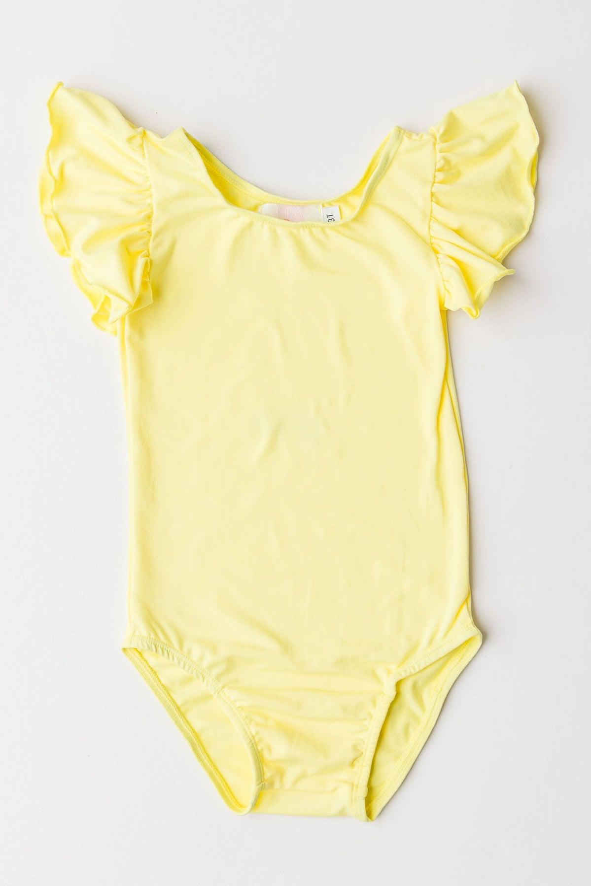 Yellow S/s Flutter Sleeve Leotard