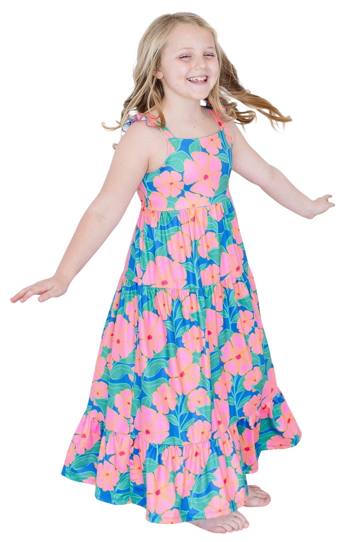 Luau Floral Ruffle Maxi Dress