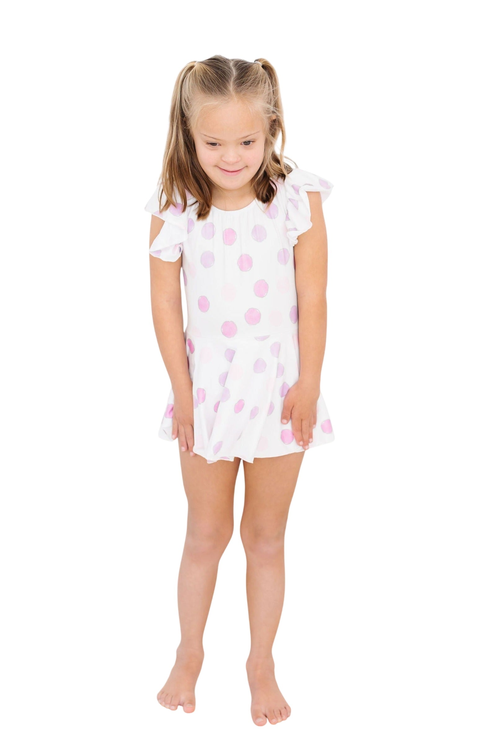 Pastel Polka Dot S/s Twirl Leotard