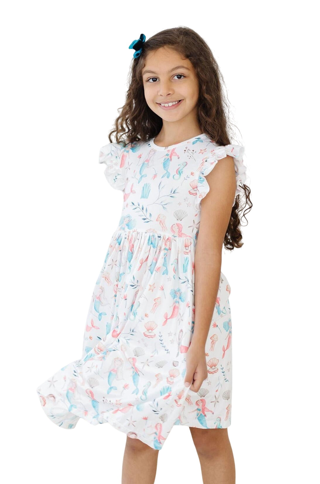 Mermaid Friends Flutter Sleeve Twirl Dress