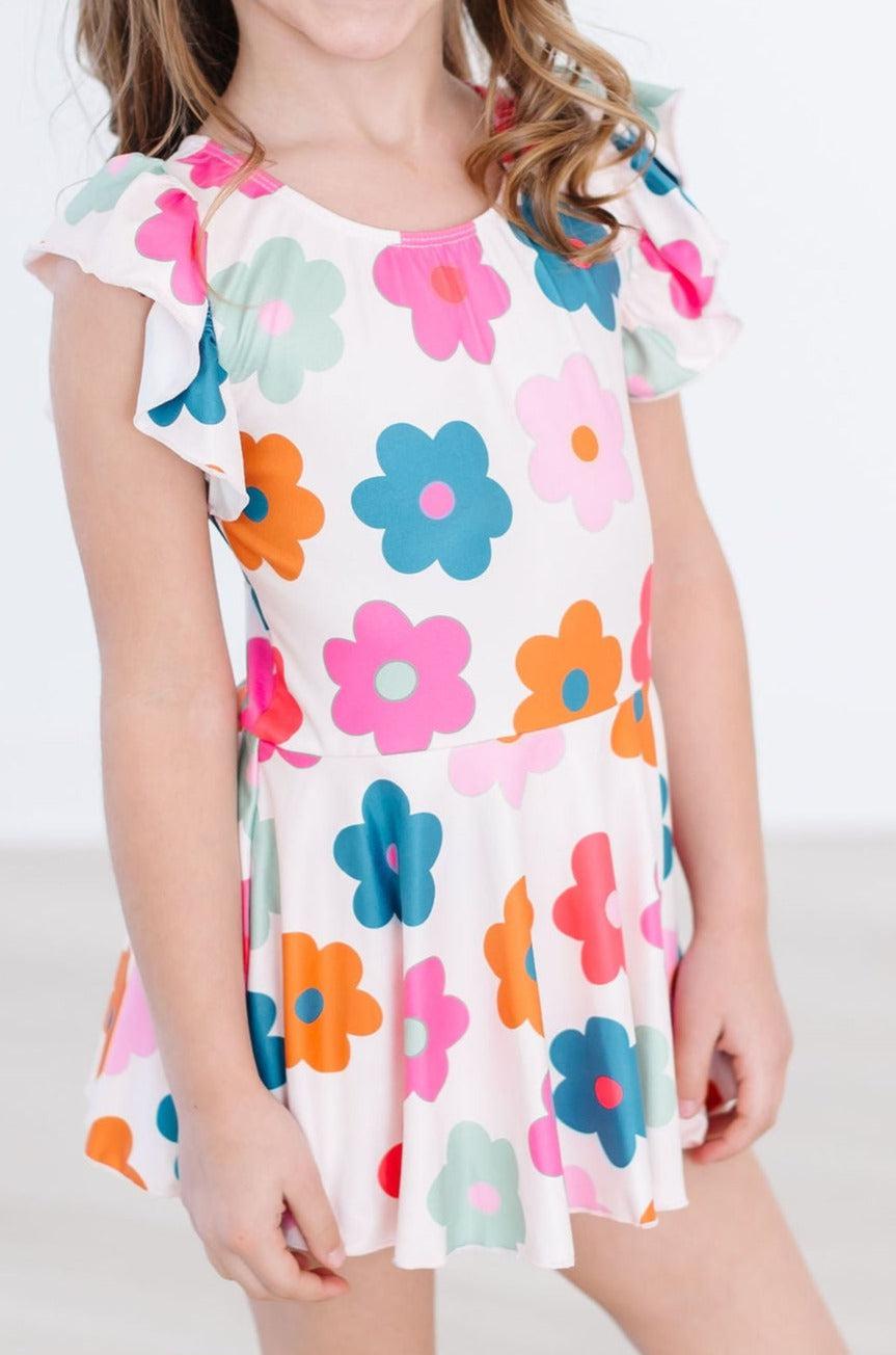 Retro Floral S/s Twirl Leotard