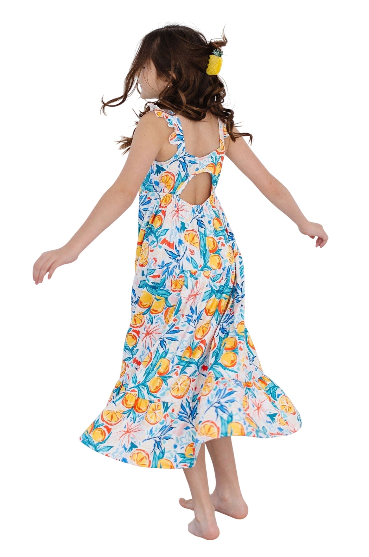 Tropical Summer Ruffle Maxi Dress