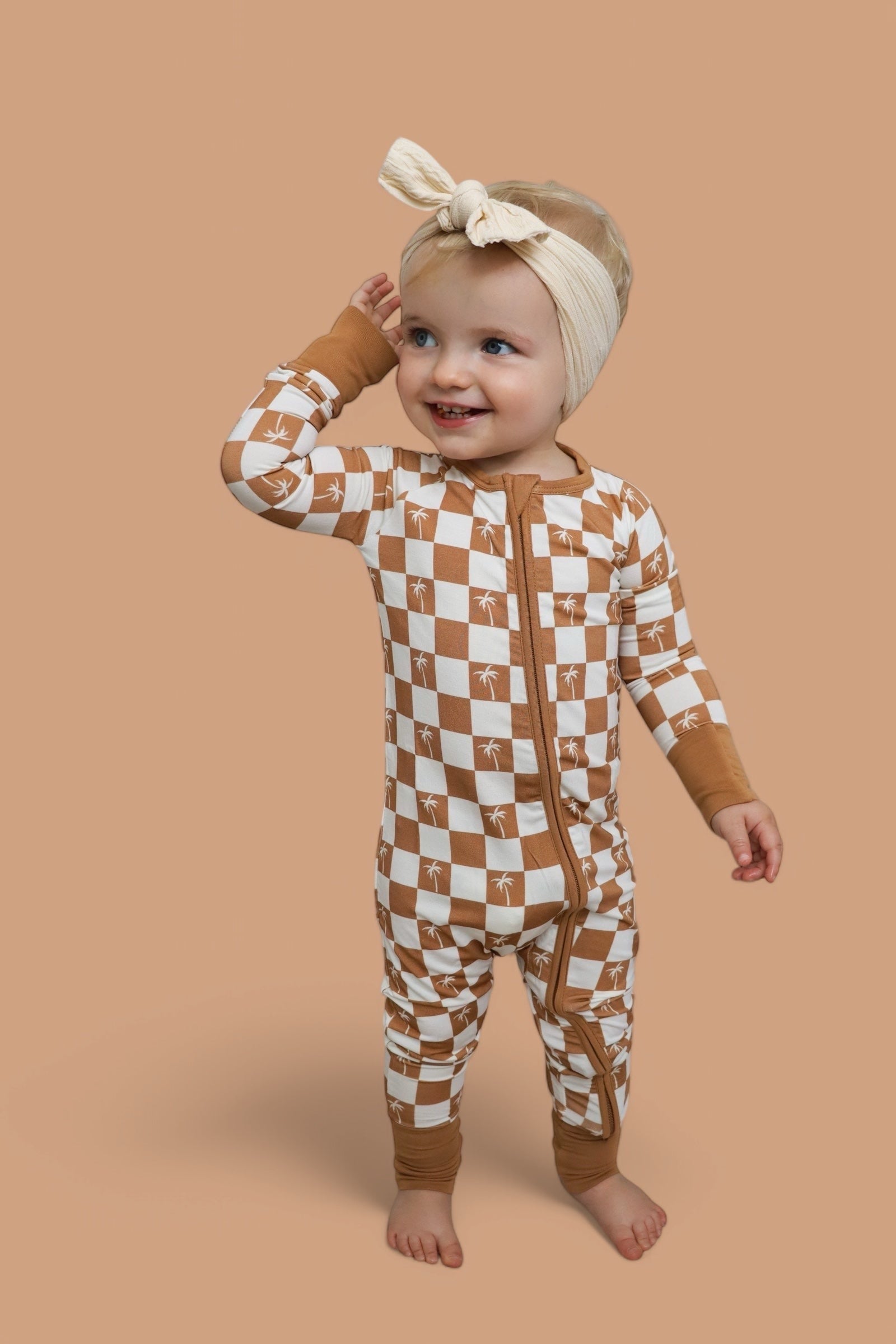 Exclusive Sandy Beach Checkers Dream Romper