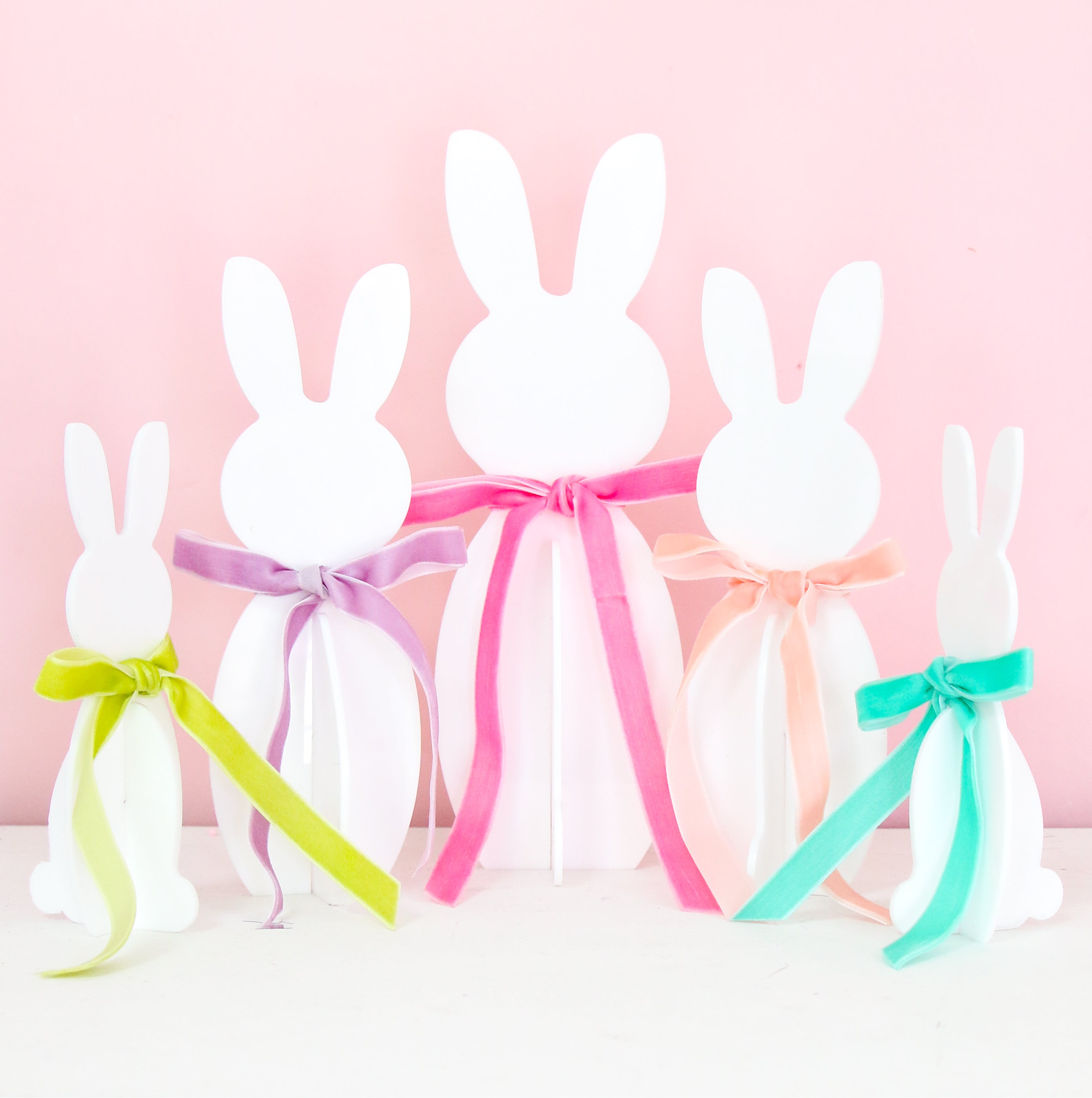 White Acrylic Bunnies With Bows