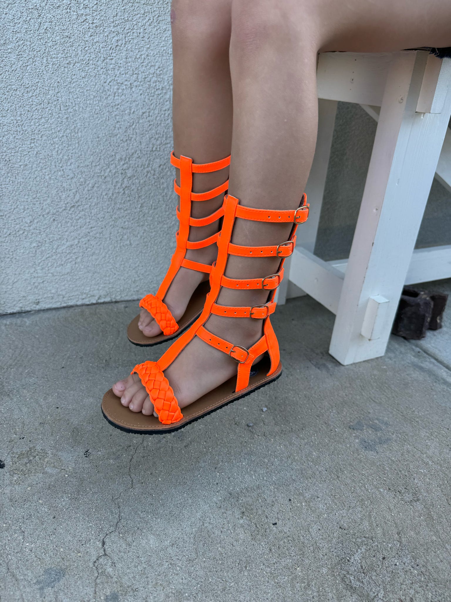 Maddie Gladiator Sandals - Neon Orange