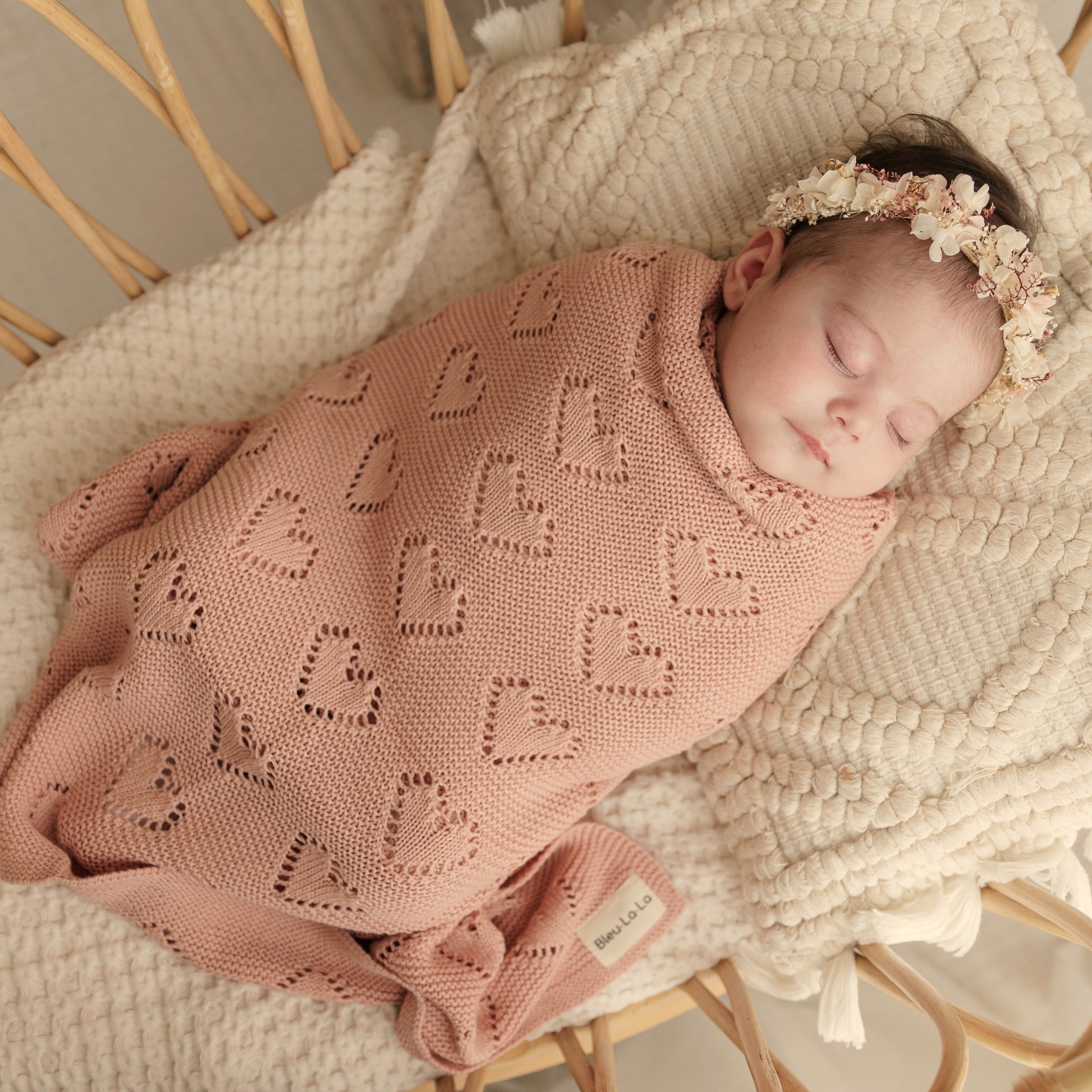 Heart Knit Baby Blanket by Bleu La La