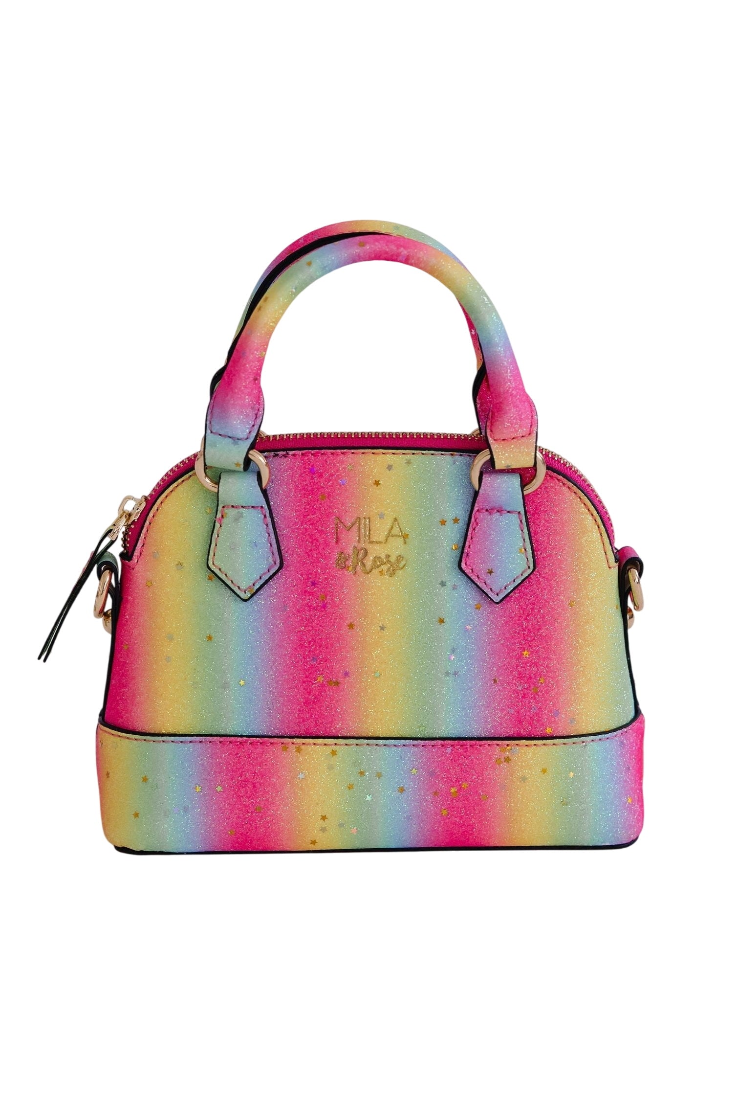 Neon Rainbow Glitter Girl's Crossbody Purse