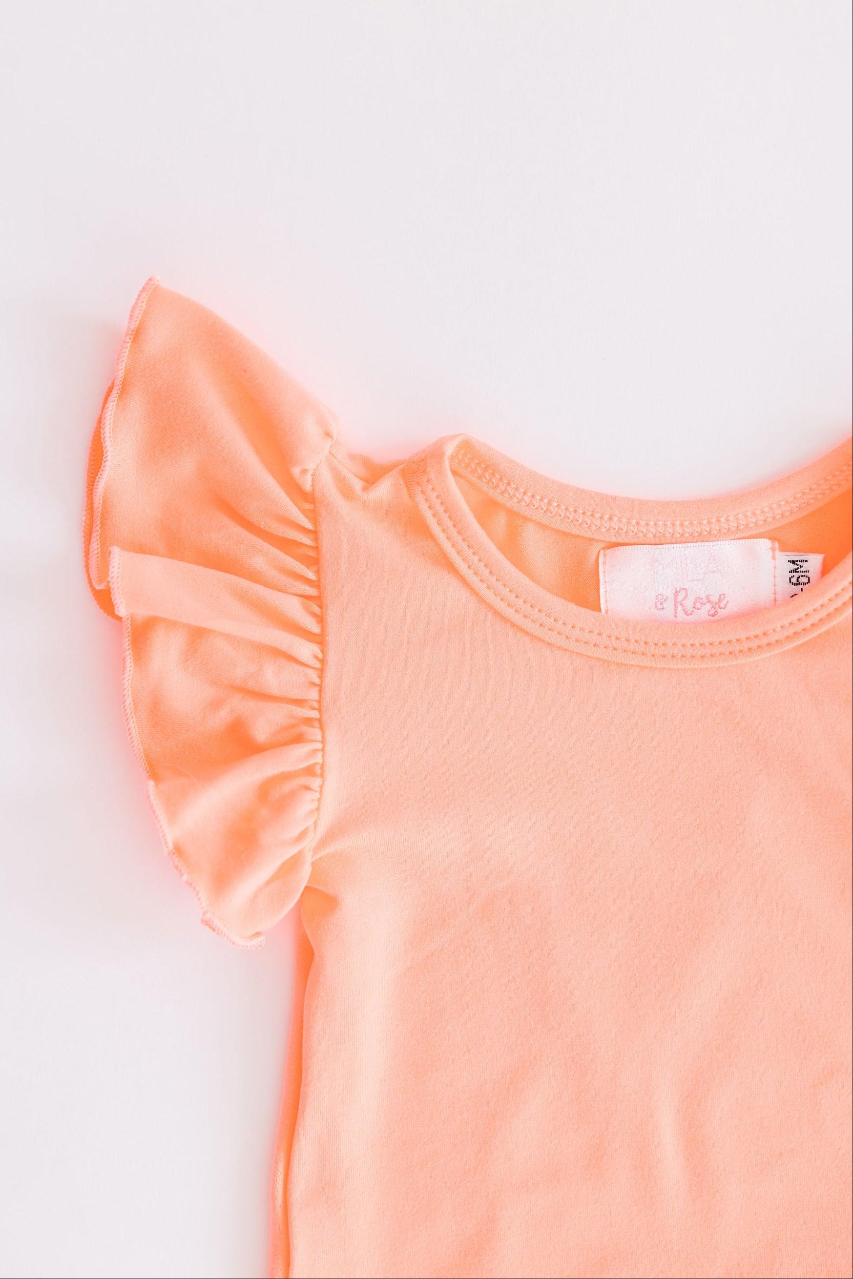 Neon Coral S/s Flutter Bodysuit