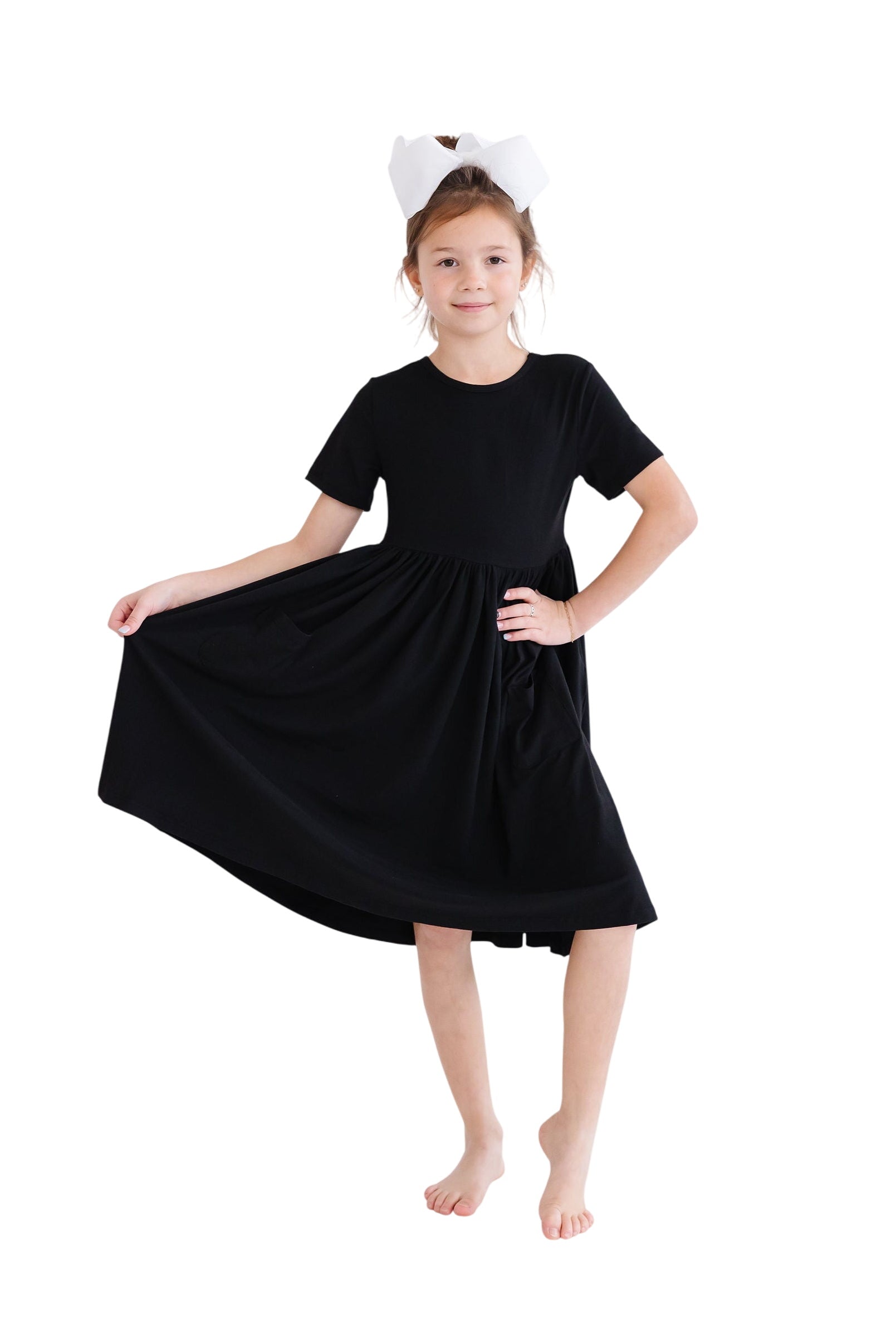 Black S/s Pocket Twirl Dress