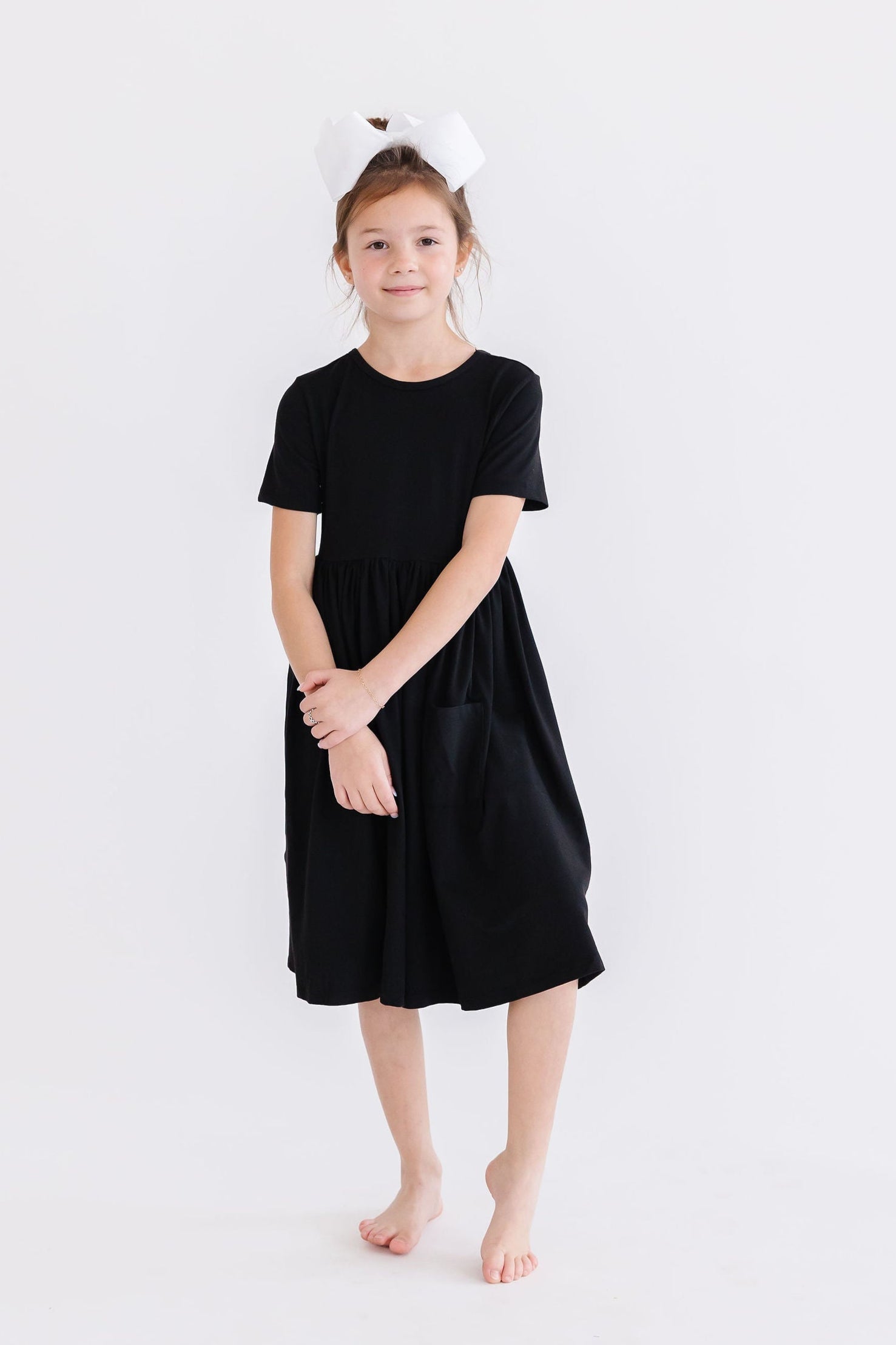 Black S/s Pocket Twirl Dress