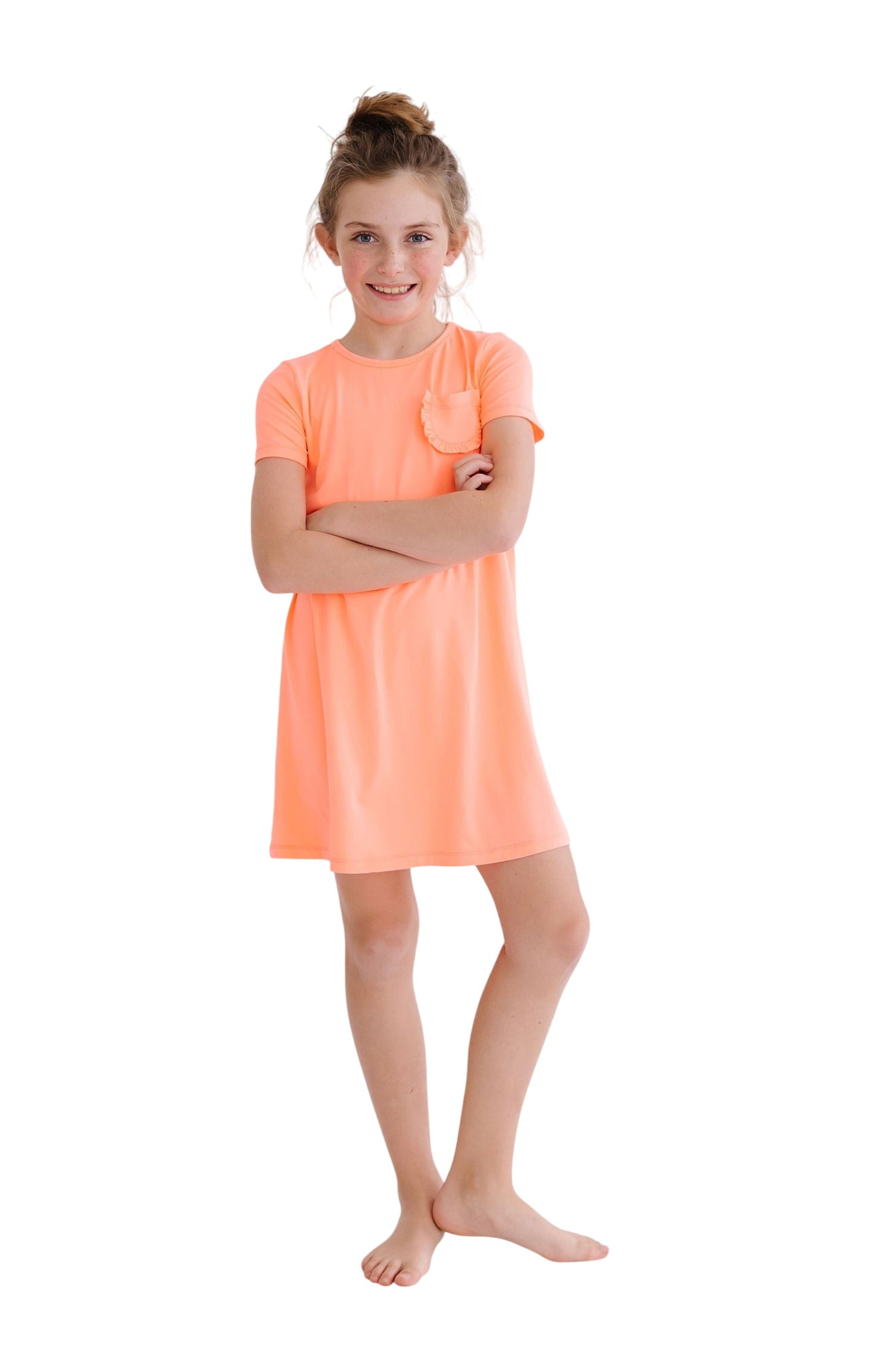 Neon Coral T-shirt Dress