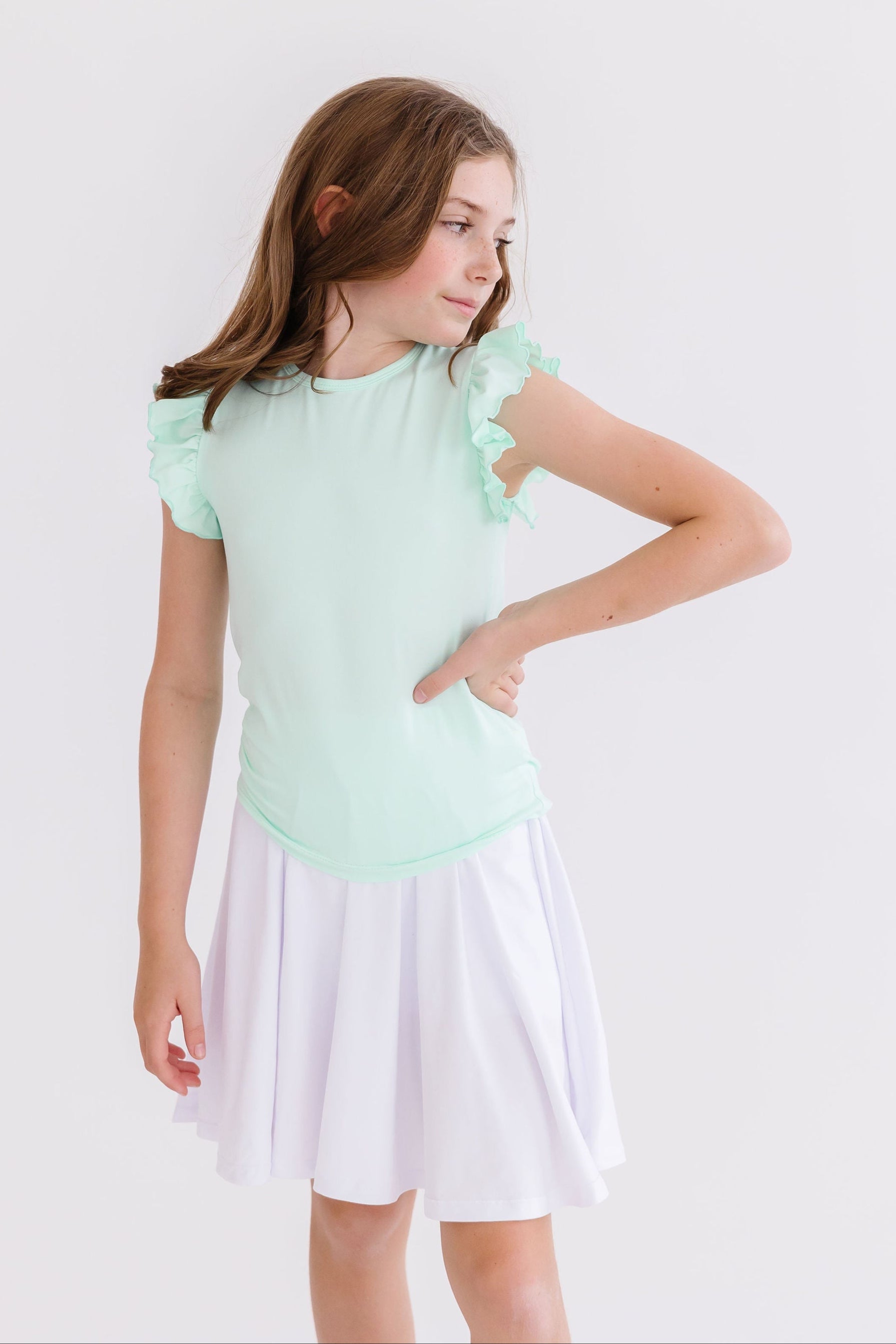 Pastel Green S/s Ruffle Tee