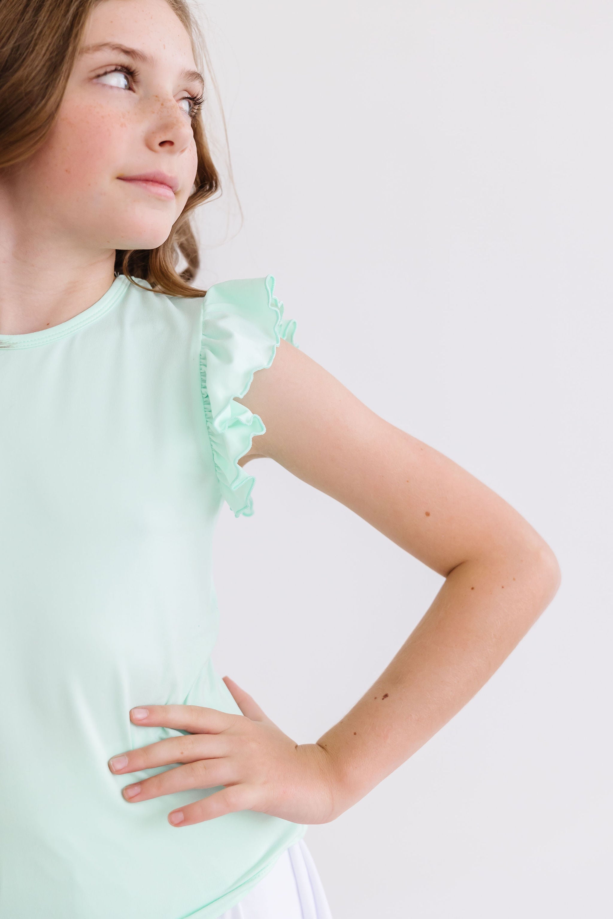 Pastel Green S/s Ruffle Tee