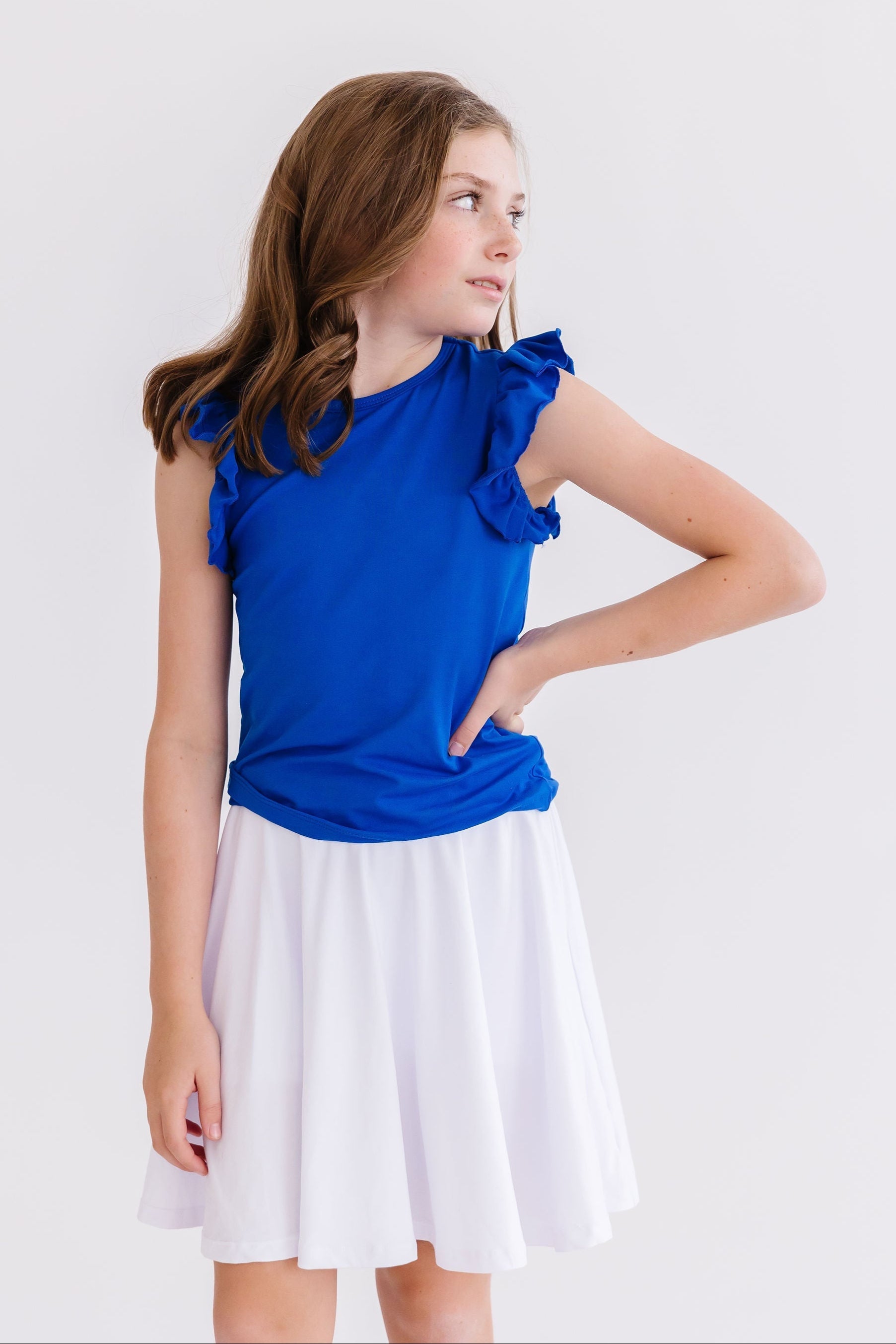 Royal Blue S/s Ruffle Tee