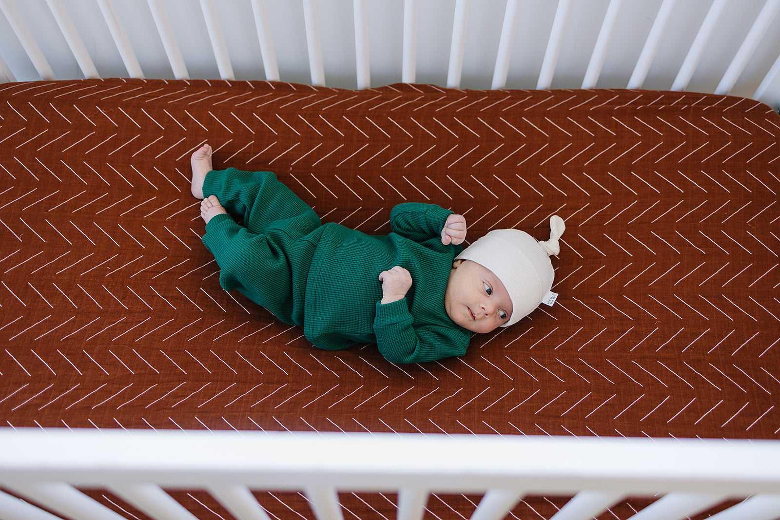 Rust Mudcloth Crib Sheet