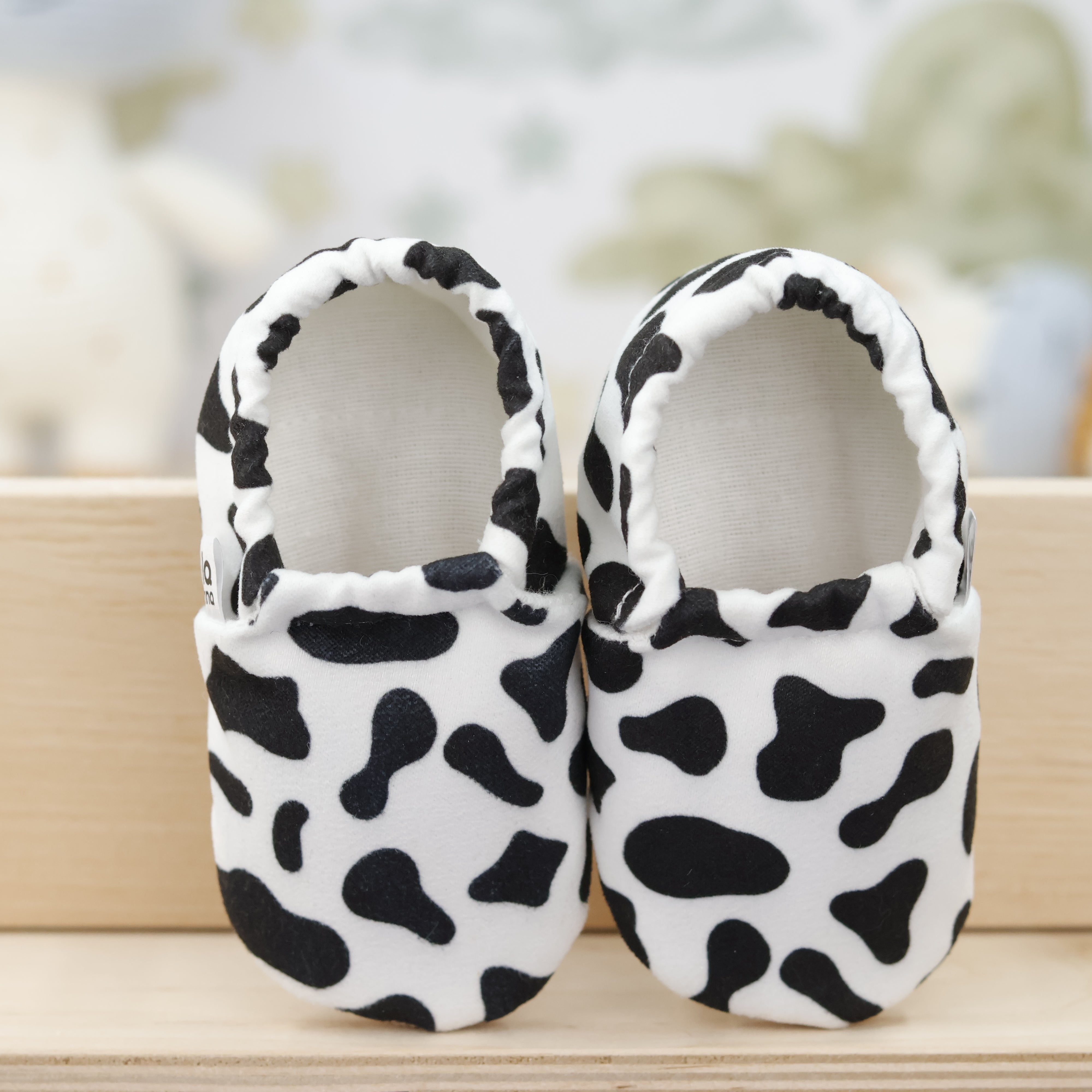 Ella Bonna Non-slip Sole Cow Patterned Baby Booties, Home Boot Slippers Nursery Shoes
