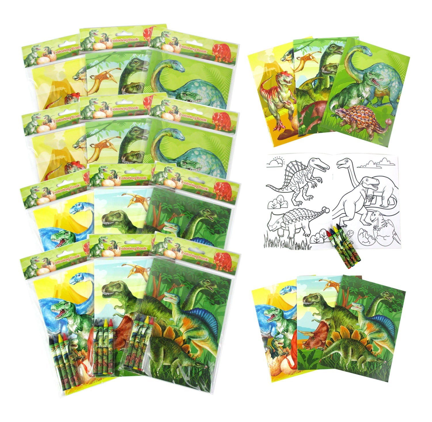 Jurassic Coloring Books With Crayons Party Favors - Set Of 6 Or 12