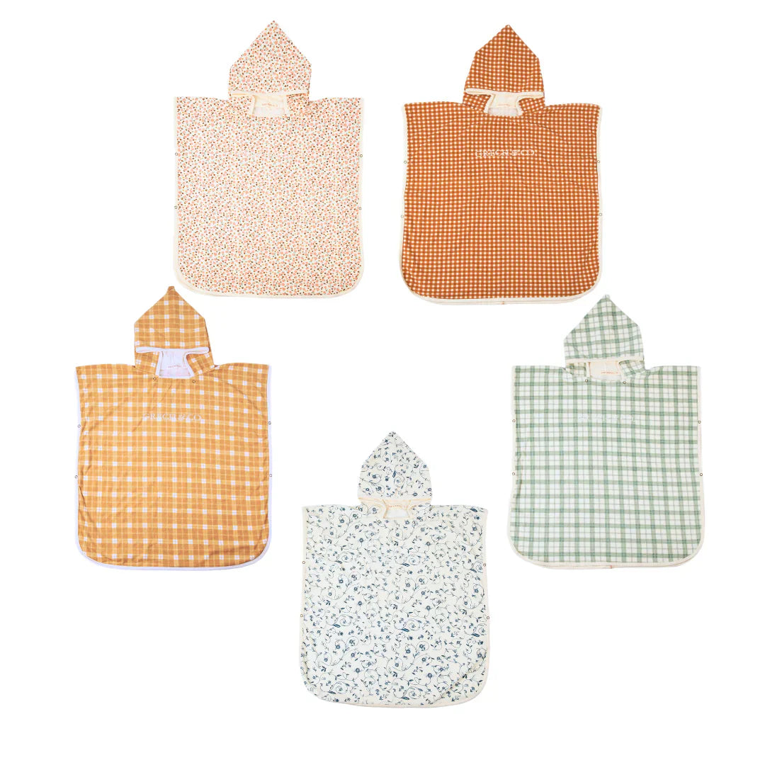 Bathing Towel Poncho | Organic Cotton - Fern Plaid