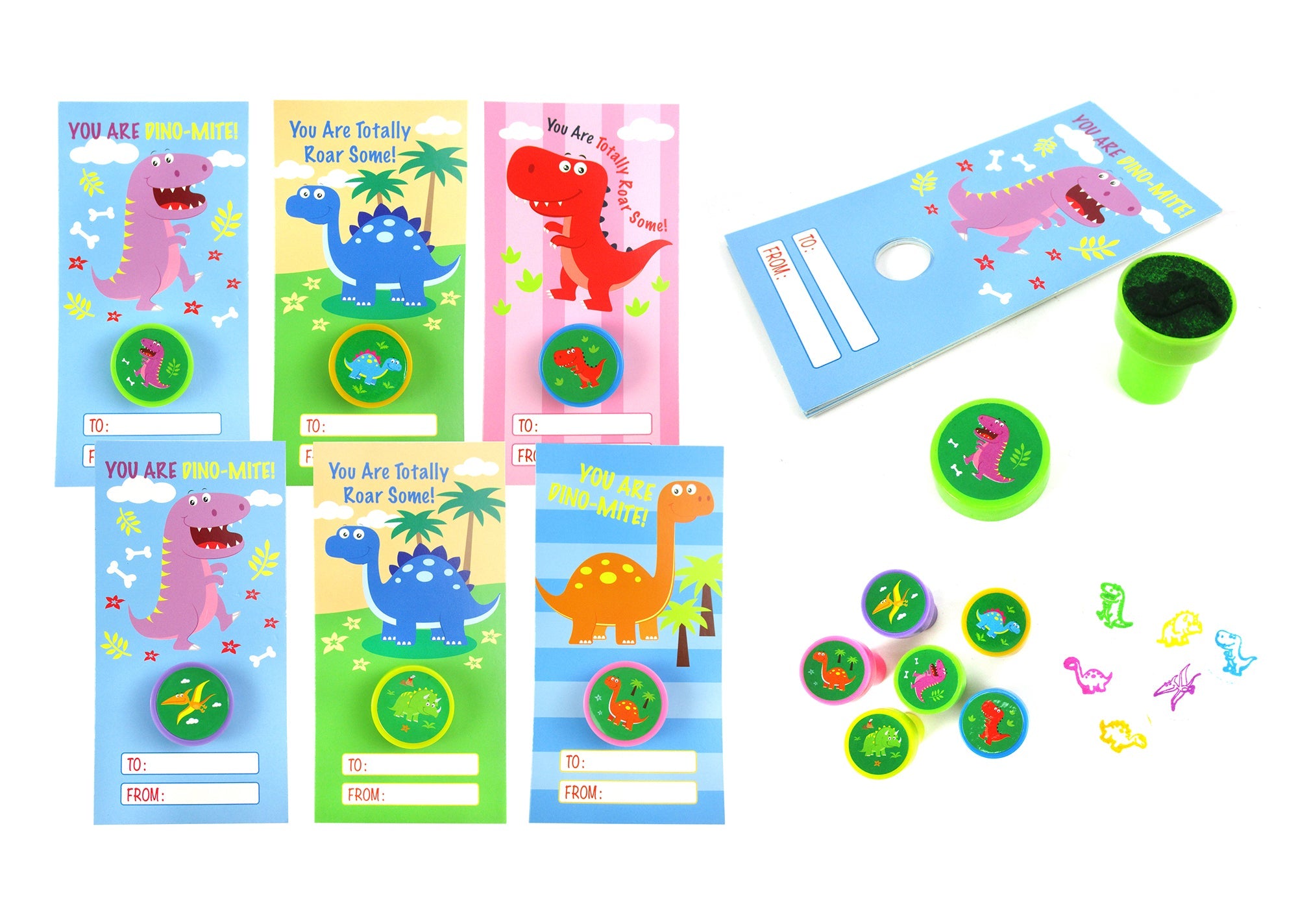 Dinosaur Valentine's Day Cards With Stampers For Classroom Exchange