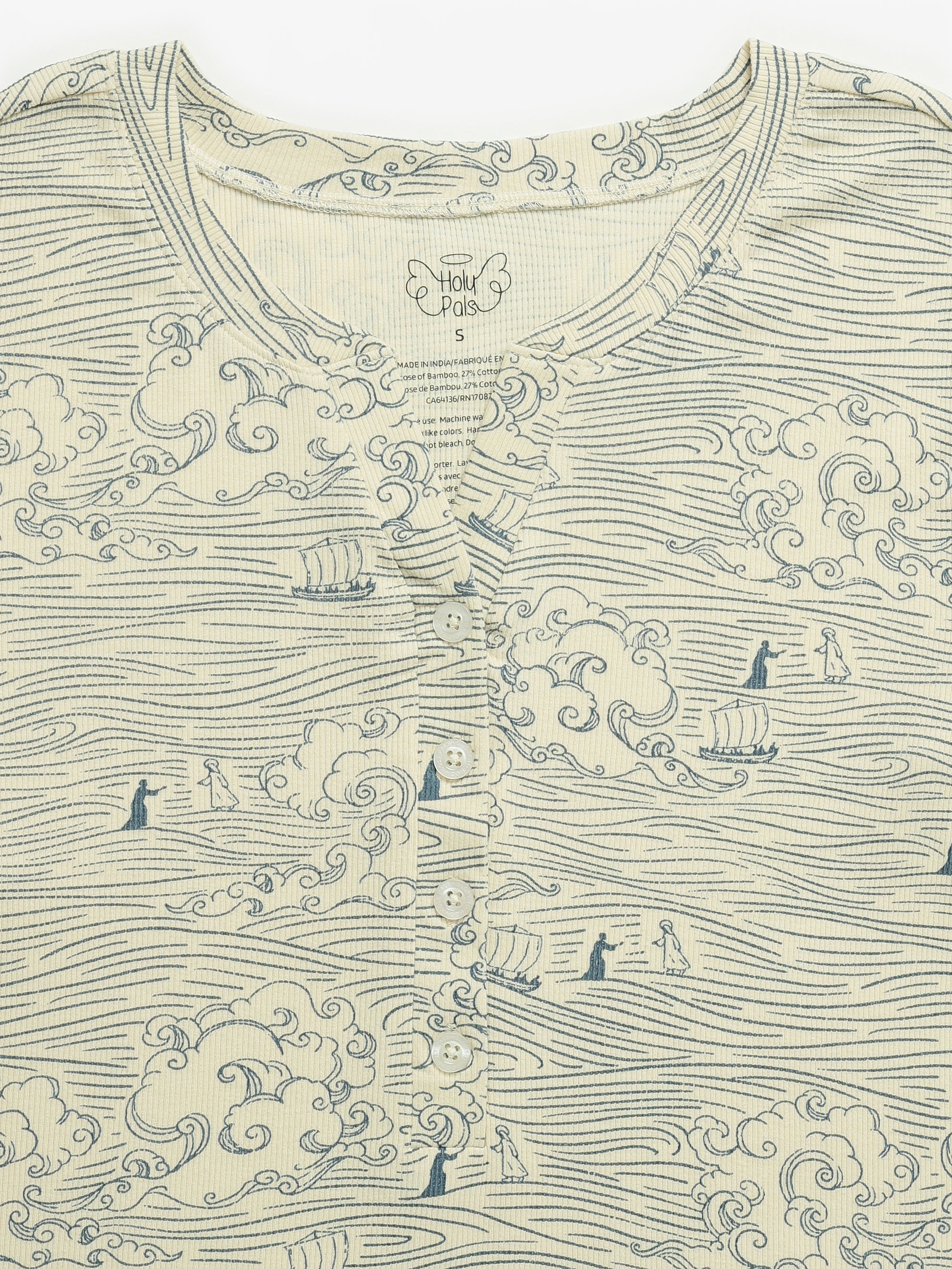 Walking On Water Womens Nightgown Pj Ribbed Cotton-bamboo Blend