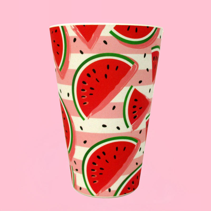 Eco-friendly Reusable Plant Fiber Travel Mug With Watermelon Design