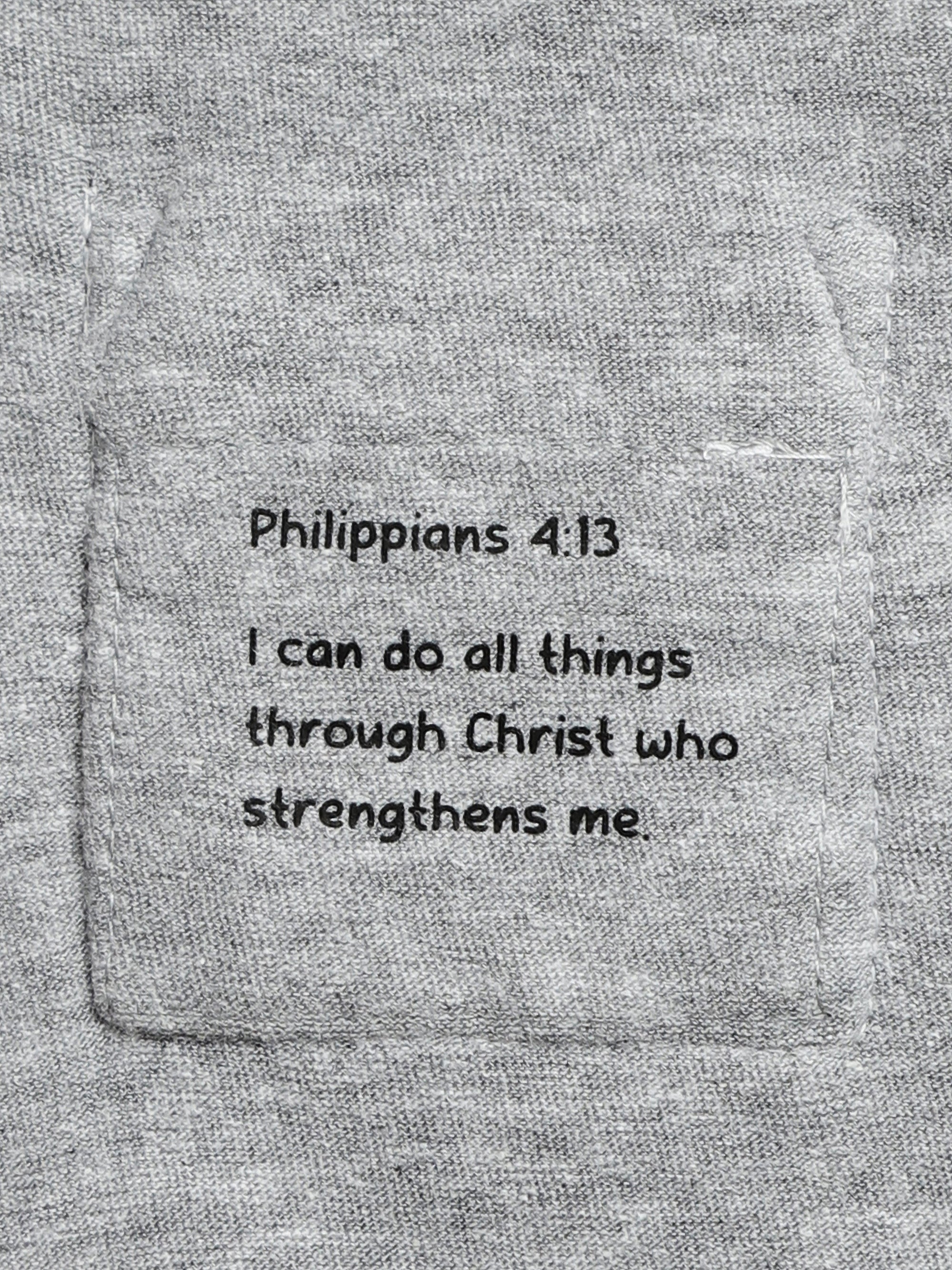 Heather Grey Prayer Pocket Long Sleeve Bodysuit Cotton