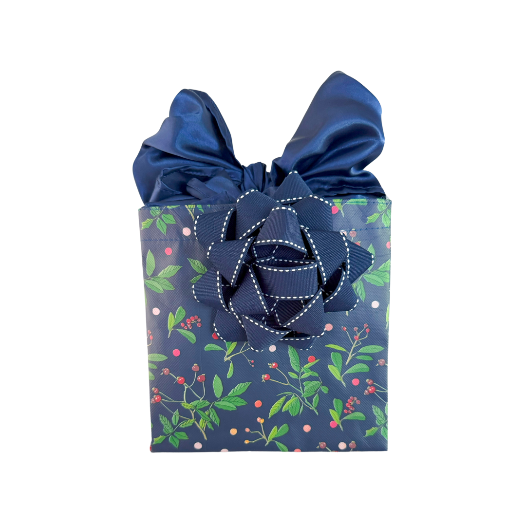 Everbow: Navy (reusable Gift Wrap Bags – Sustainable, Foldable, Eco-friendly)