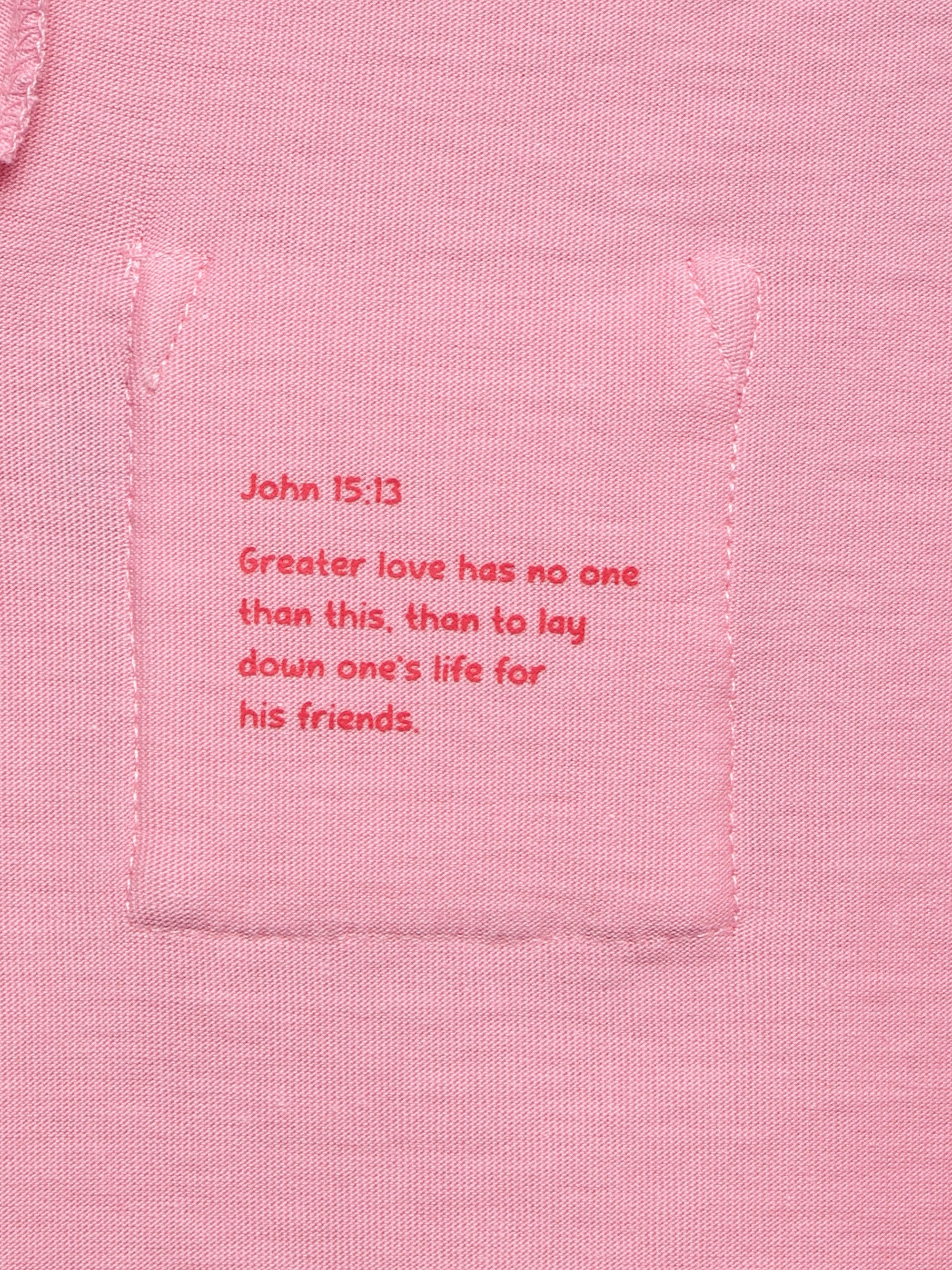 Pink Prayer Pocket Short Sleeve T-shirt Cotton