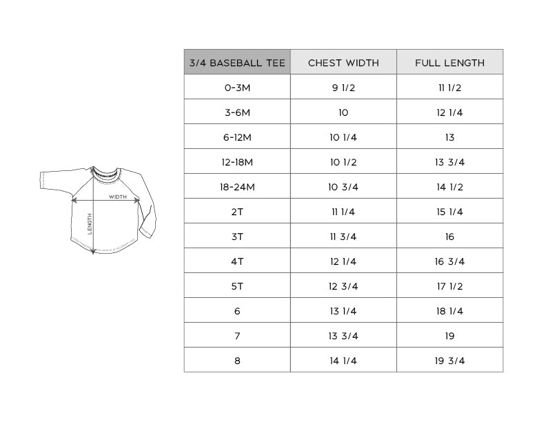 Boy's 3/4 Sleeve Baseball Tee