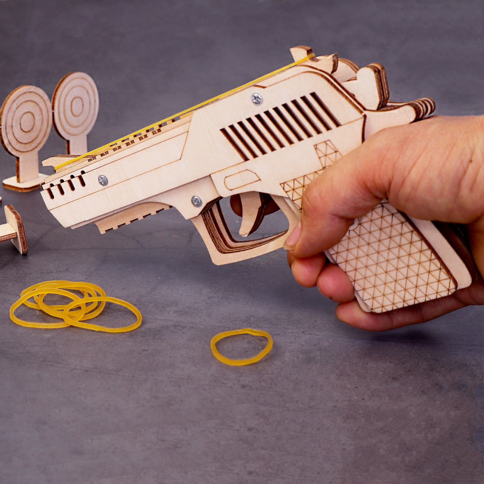 Diy Kit Rubber Band Launcher, Fun Wooden Craft And Stem Toy