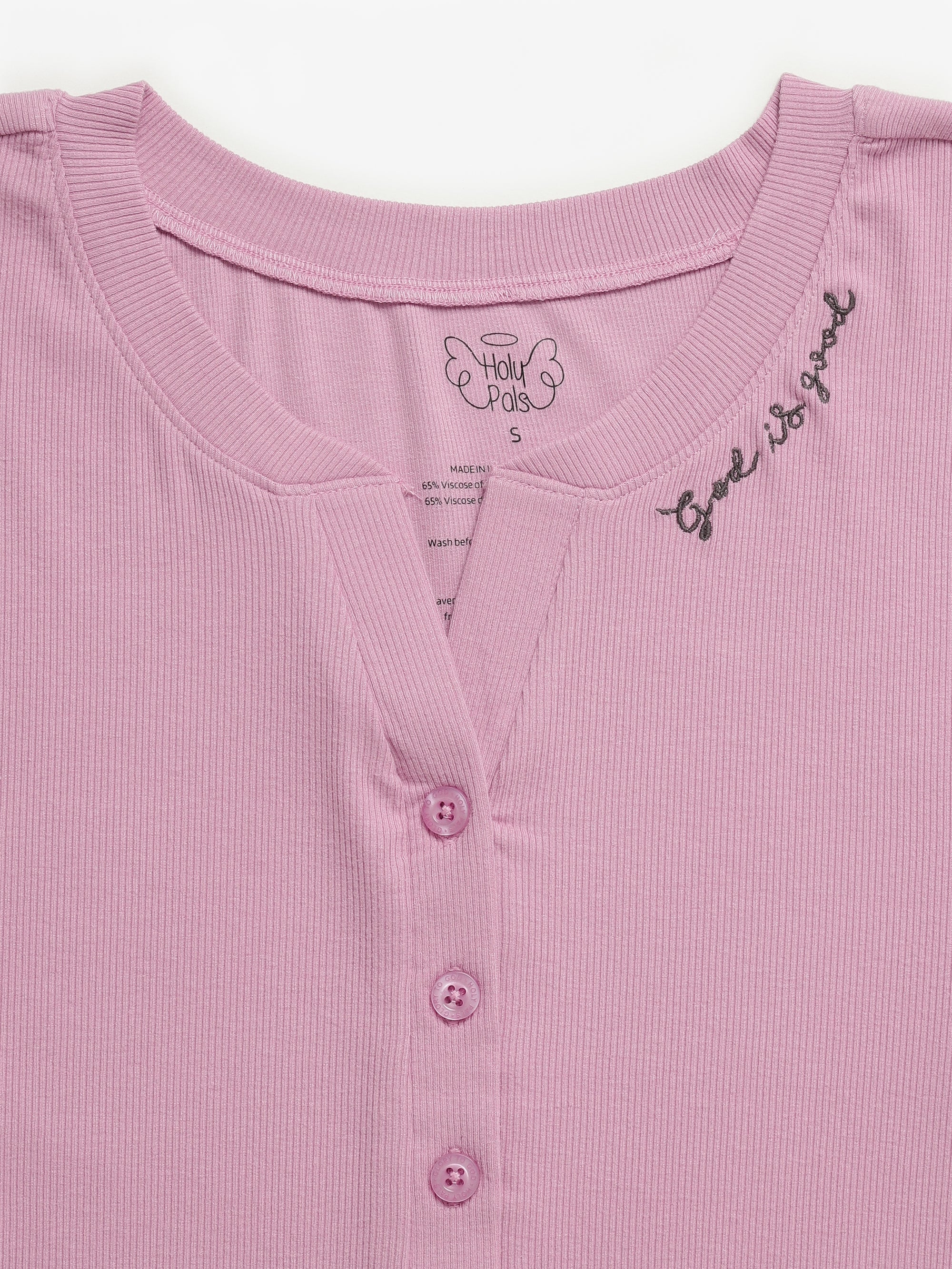 Solid Mauve Womens Nightgown Pj Ribbed Cotton-bamboo Blend