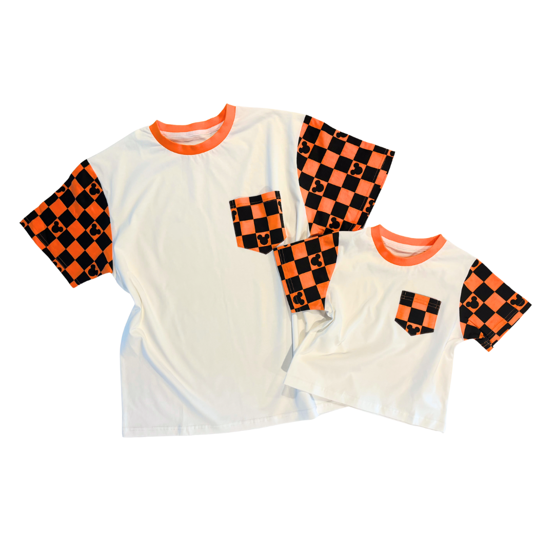 Spooky Checkered Magic Adult Pocket Tee