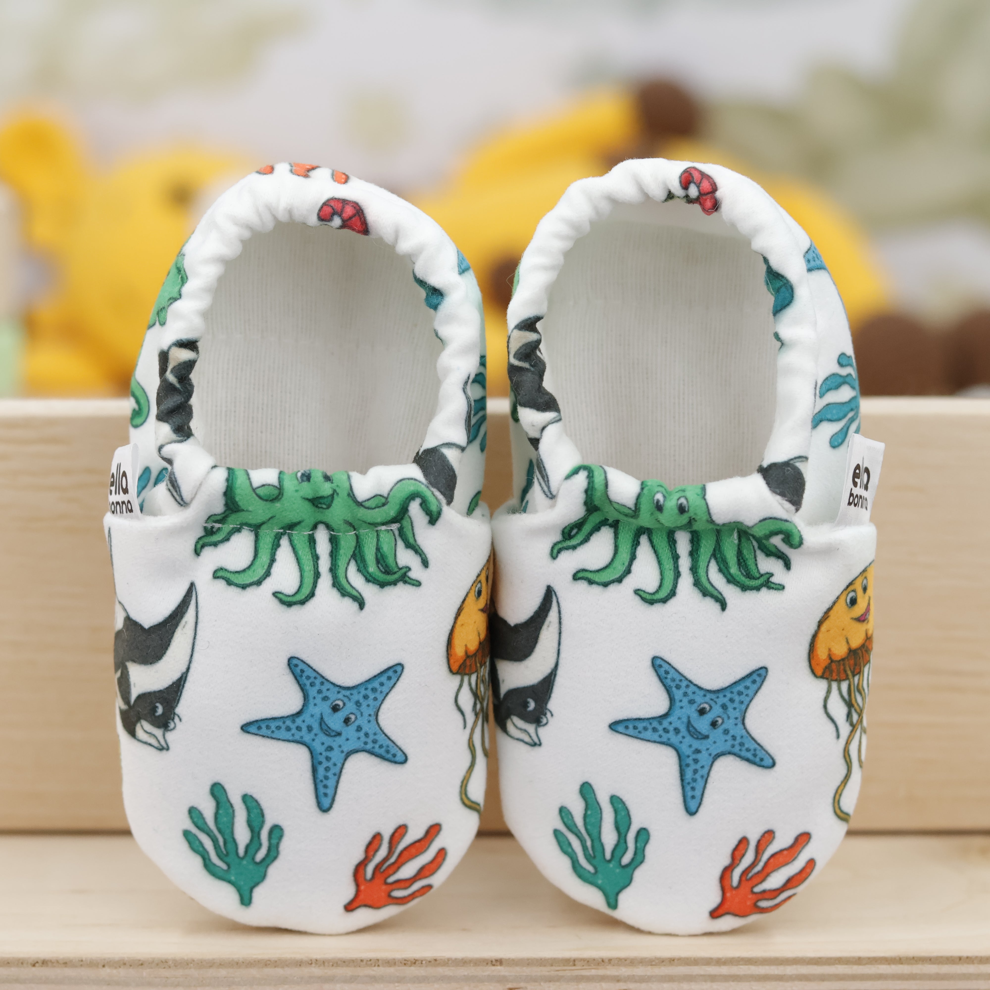 Ella Bonna Non-slip Sole Sea Animals Patterned Baby Booties, Home Boot Slippers Nursery Shoes