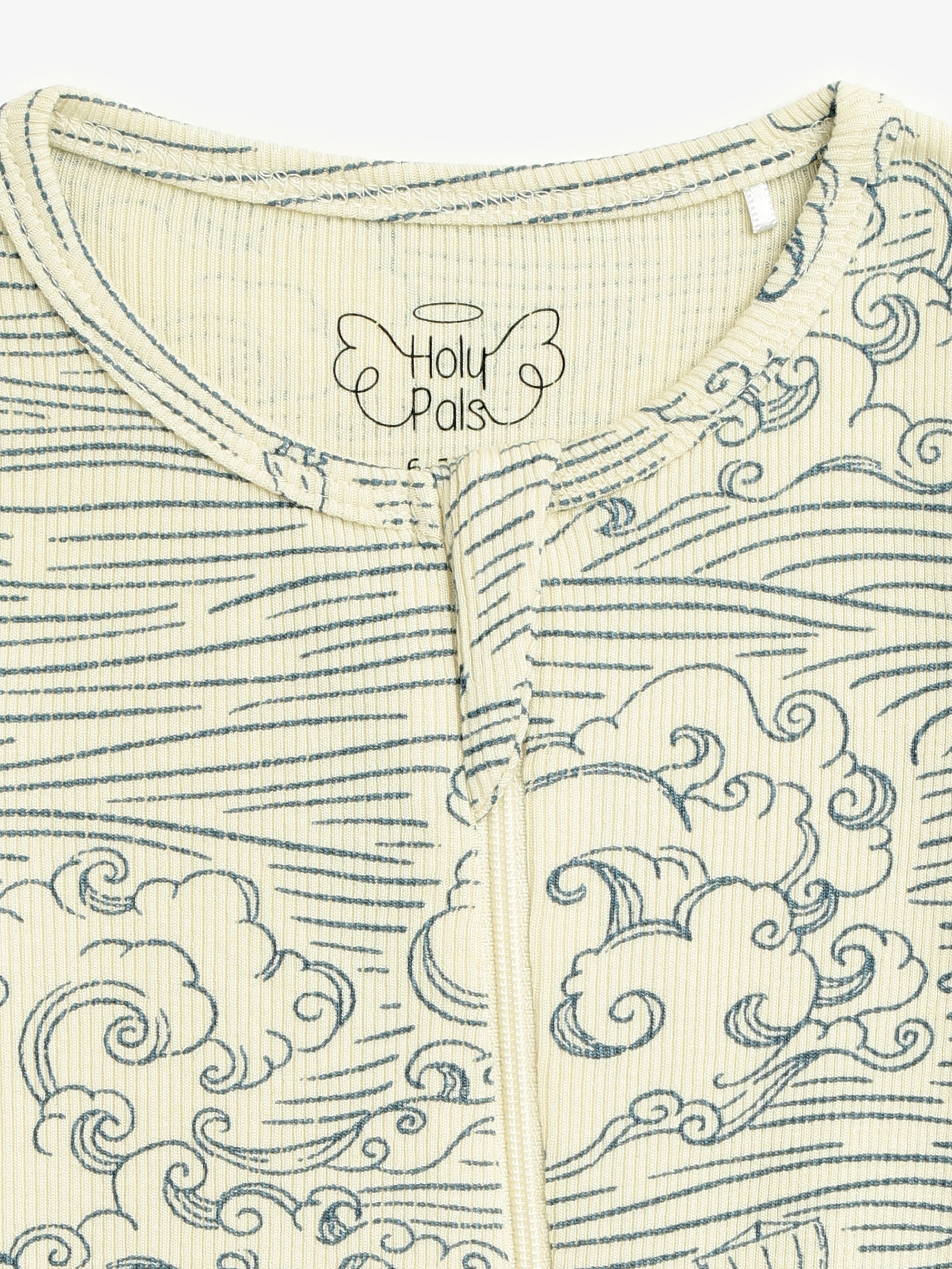 Walking On Water Pj Footed Onesie Ribbed Cotton-bamboo Blend